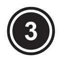 Number three inside a black circle with a white background.