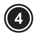 Black and white road sign with the number 4 inside a circle.