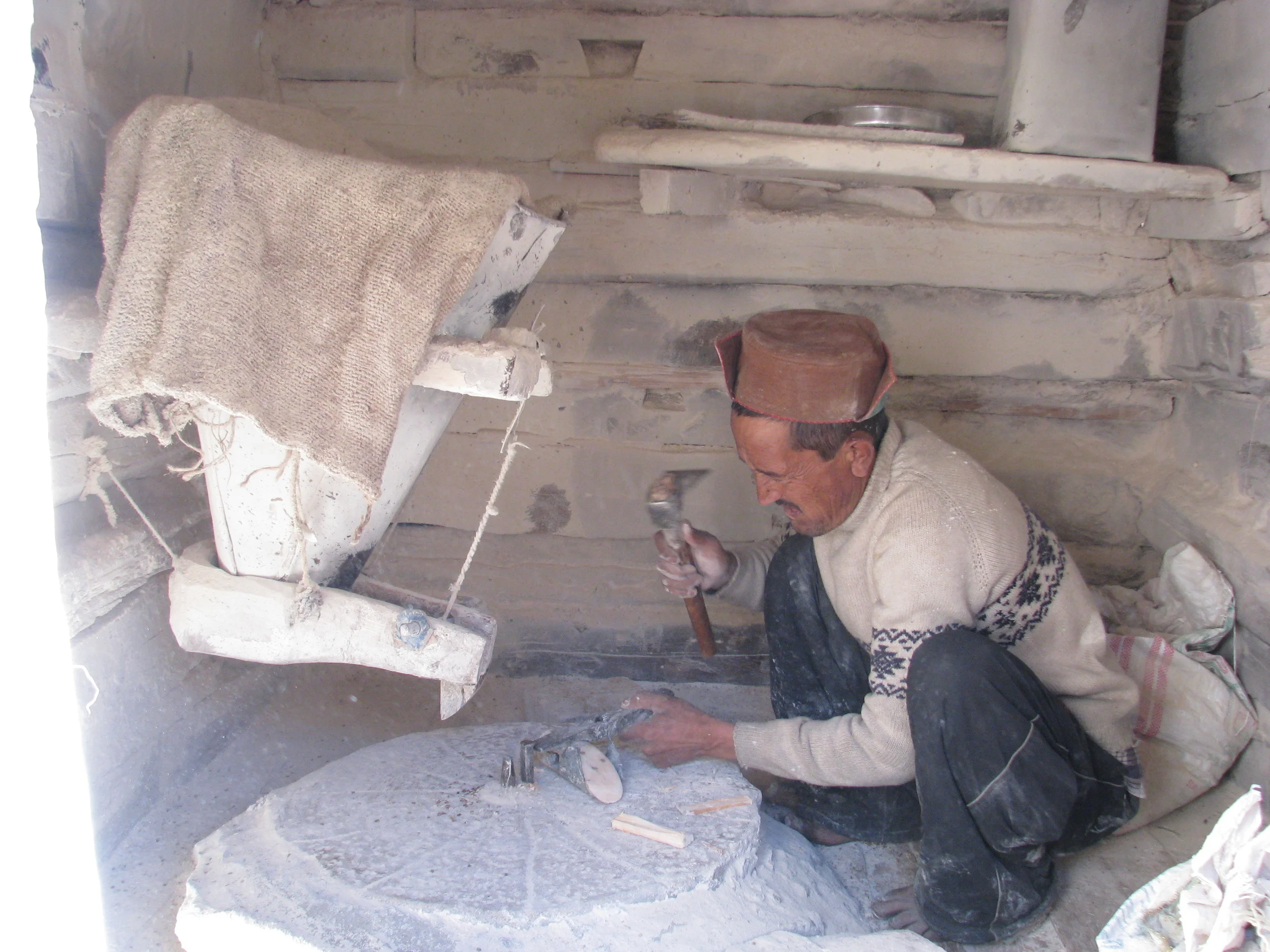 Inside a traditional watermill
