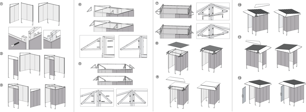Graphical instructions for assembly, created in SolidWorks and Adobe Illustrator