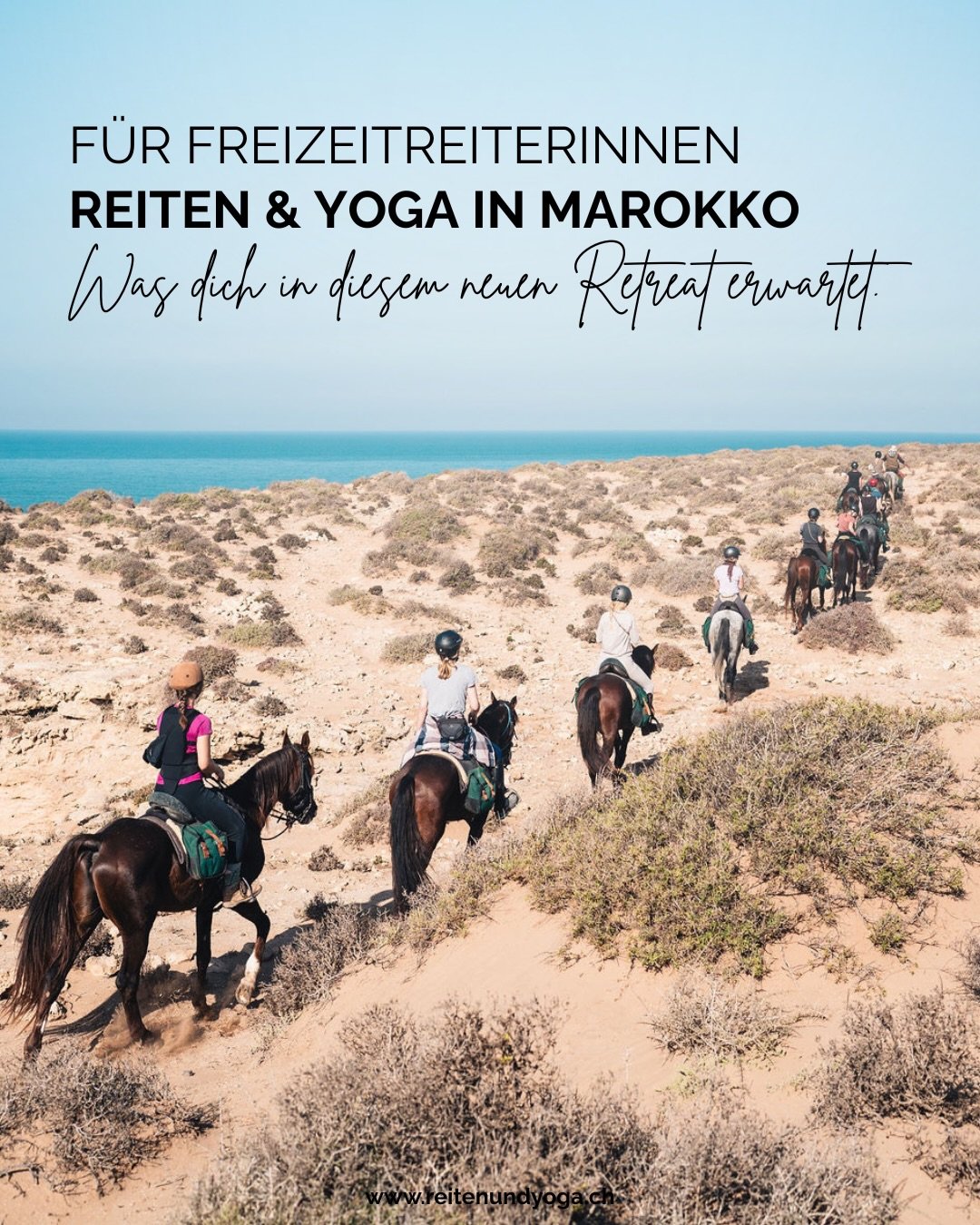 Eine entspannte Urlaubswoche in einem wundersch&ouml;nen Riad mit Pool in Sidi Kaouki verbringen, Marokkos K&uuml;ste vom Pferd aus entdecken und beim Yoga entspannen - das erwartet dich in unserem neuen Reiten &amp; Yoga Retreat f&uuml;r Freizeitrei