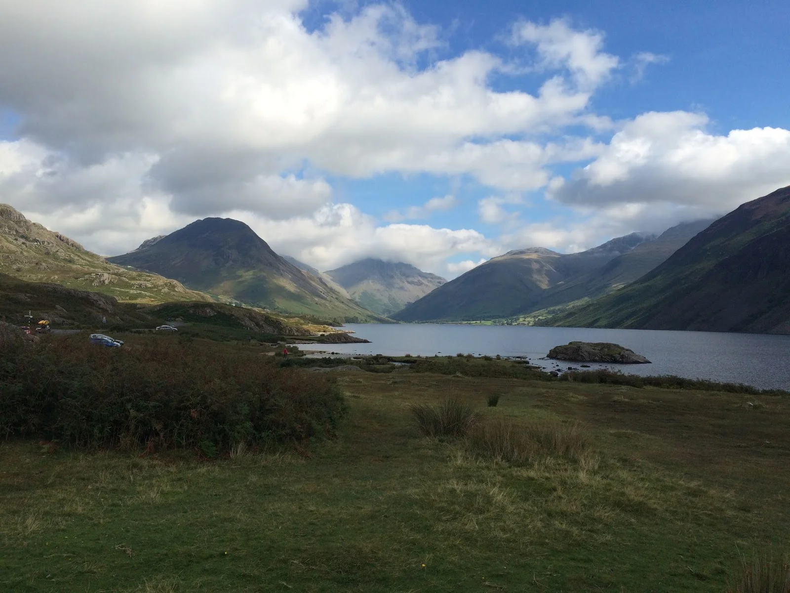 from the shores of Wastwater (L to R) - Yewbarrow, Great Gable & Scafell range
