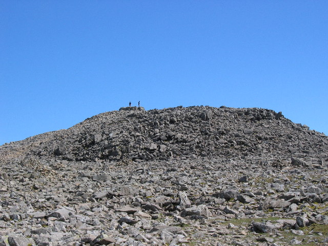 Scafell Pike summit - boulders galore making for very tricky running (picture by Stephen Horncastle)