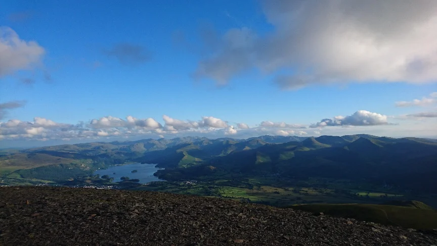 The view from Skiddaw of Keswick and beyond.