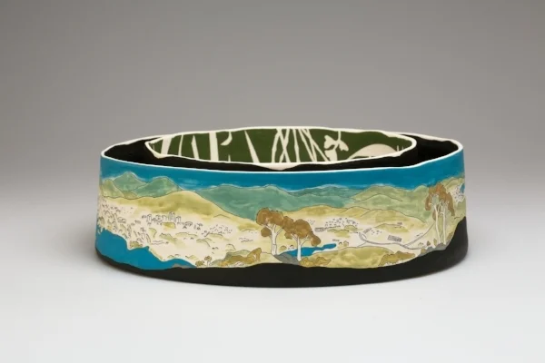 Cathy Franzi, View from summit of Black Mountain , 2017. Porcelain, 9.4h x 32.6d cm. Image: Andrew Sikorski-Art Atelier