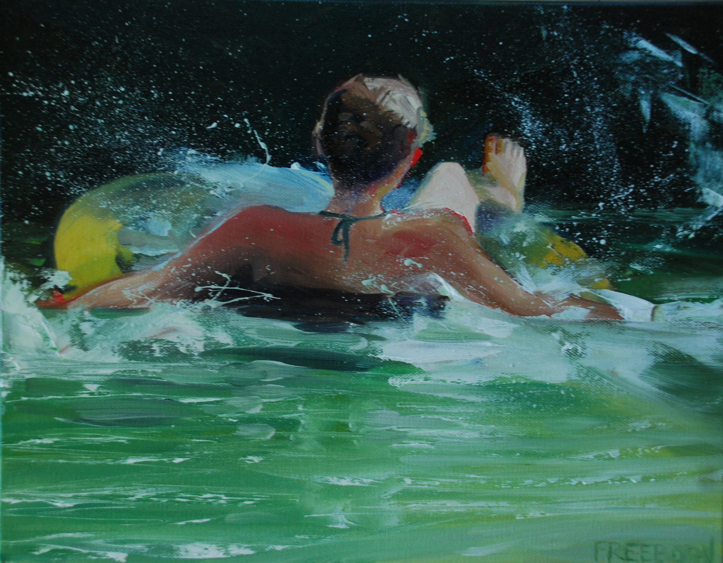 Gone Tubing, Oil on canvas, SOLD