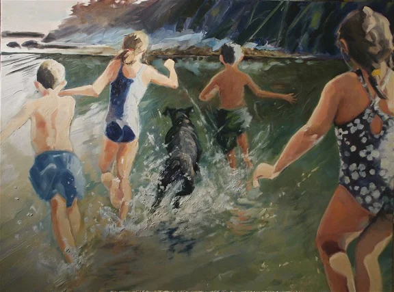 Eddie's Beach, Oil on 35 x 40 canvas, SOLD