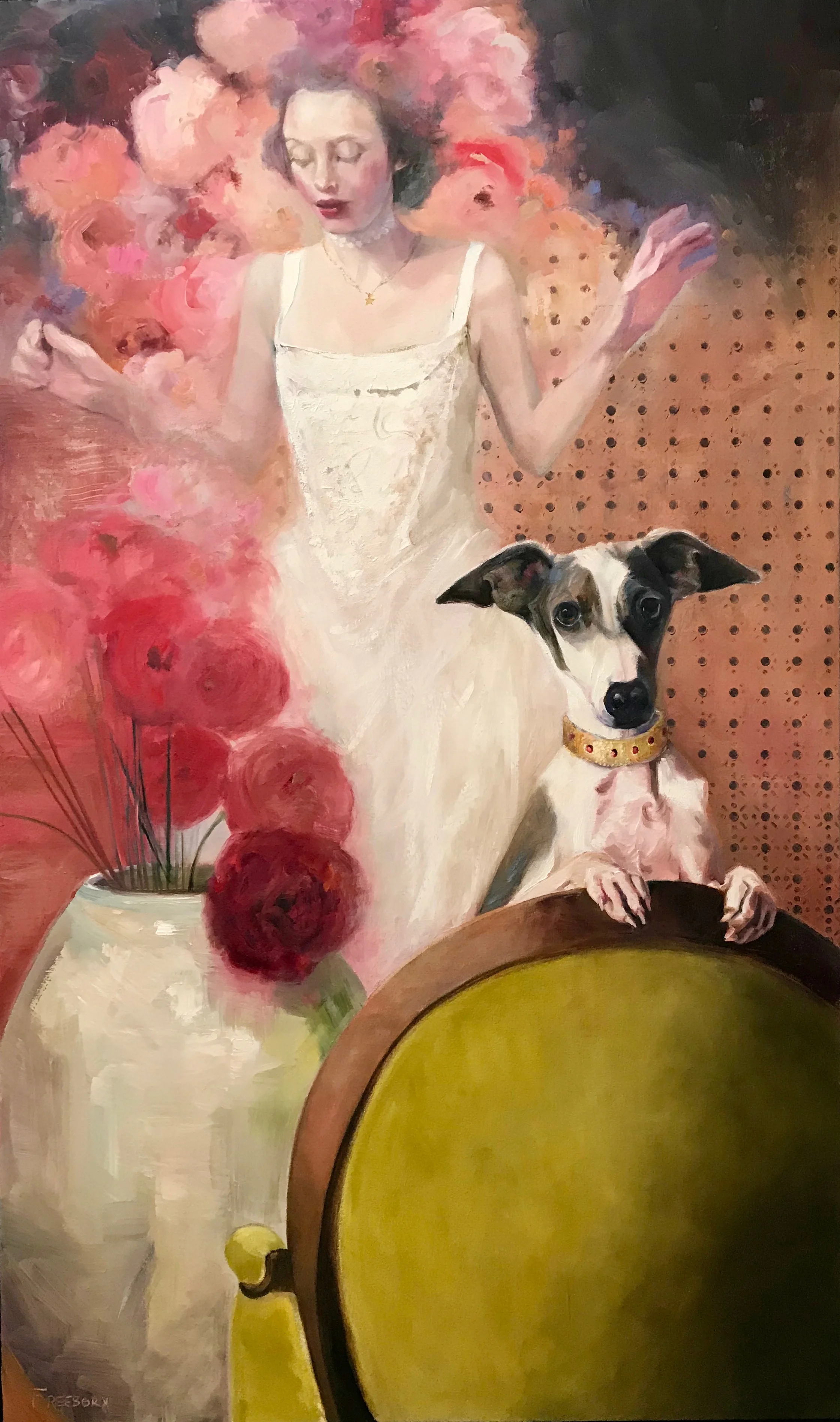 The Whippet Floribunda, 50" x 30" oil on canvas, SOLD