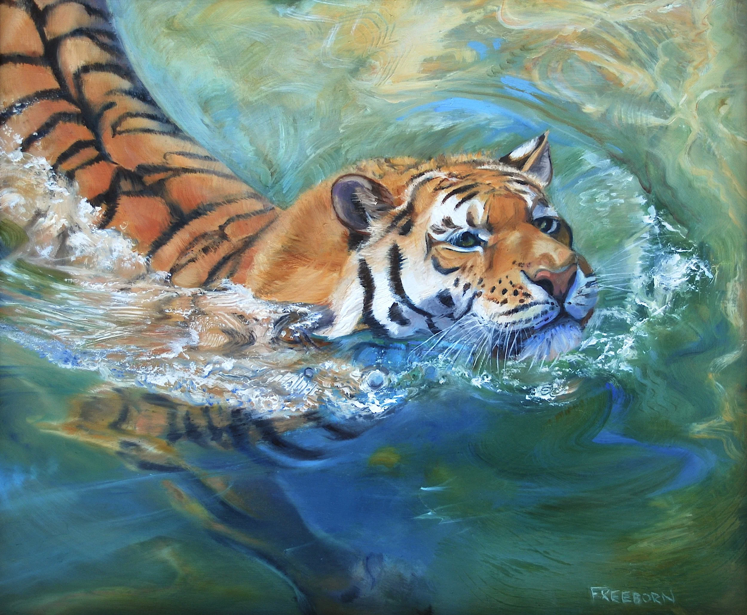   Tiger Tiger , oil on aluminum panel, SOLD 