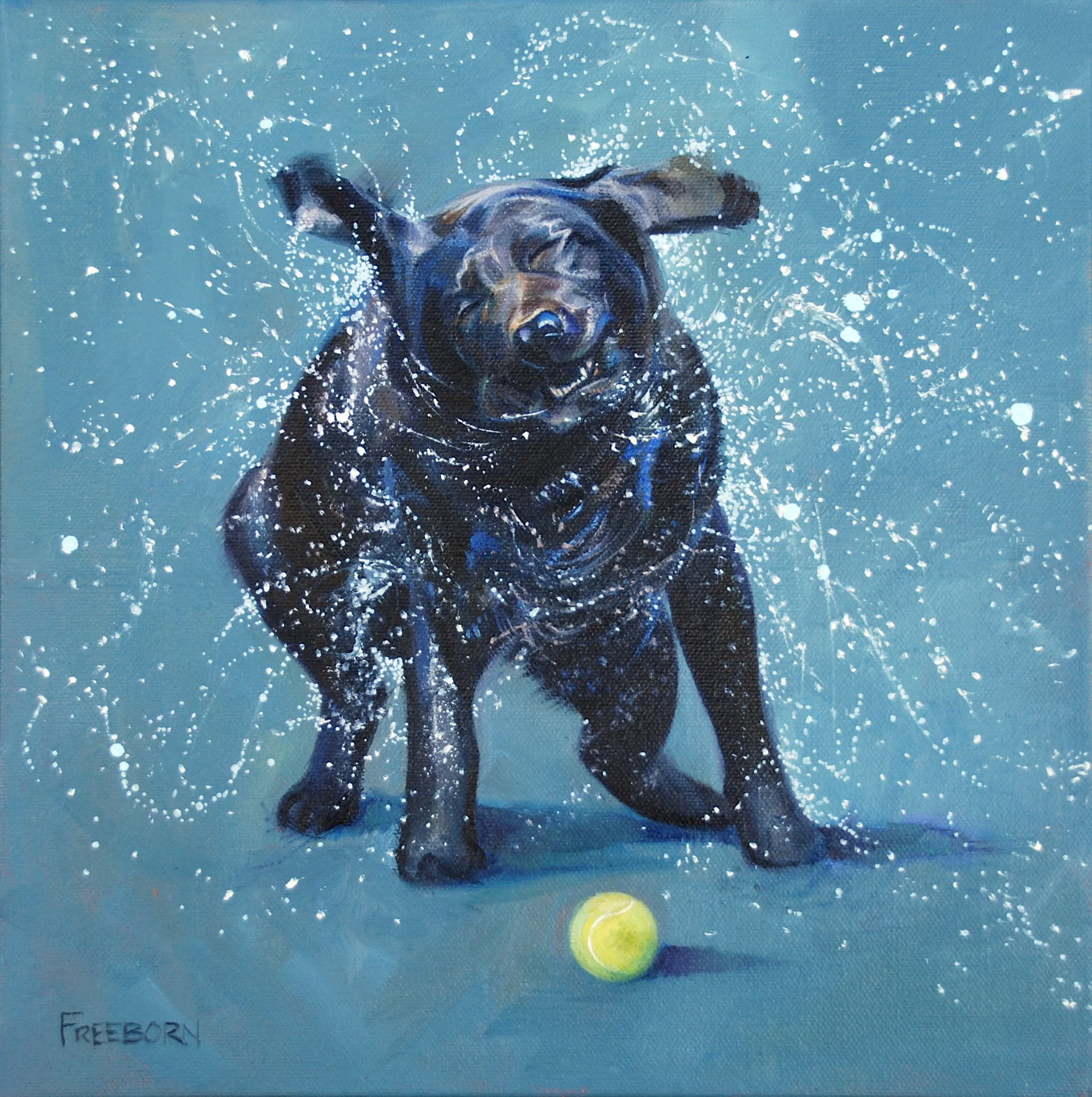   Draining The Lake , 10” x 10” oil on canvas, SOLD 