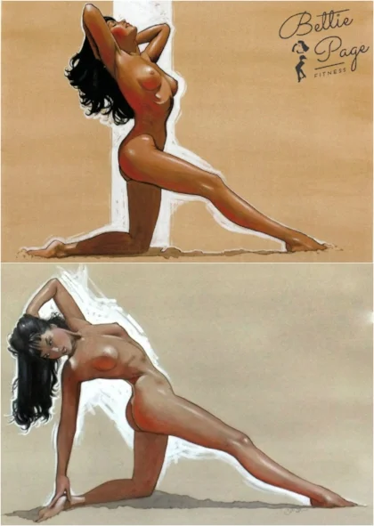 Drawings of Bettie by Jim Silke, based on photos by Bunny Yeager