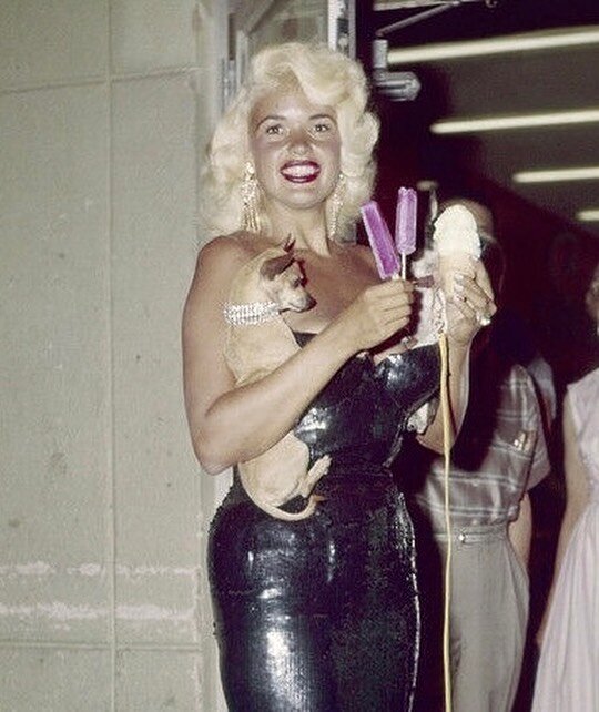 🍦Jayne had the right idea: The best accessories for any ice cream cone are bejeweled chihuahuas and purple popsicles. Happy Ice Cream Day! 😋💜

(🎶 And the perfect theme song is Ice Cream Summer by Hanoi Rocks 💋)

#jaynemansfield #pinup #chihuahua