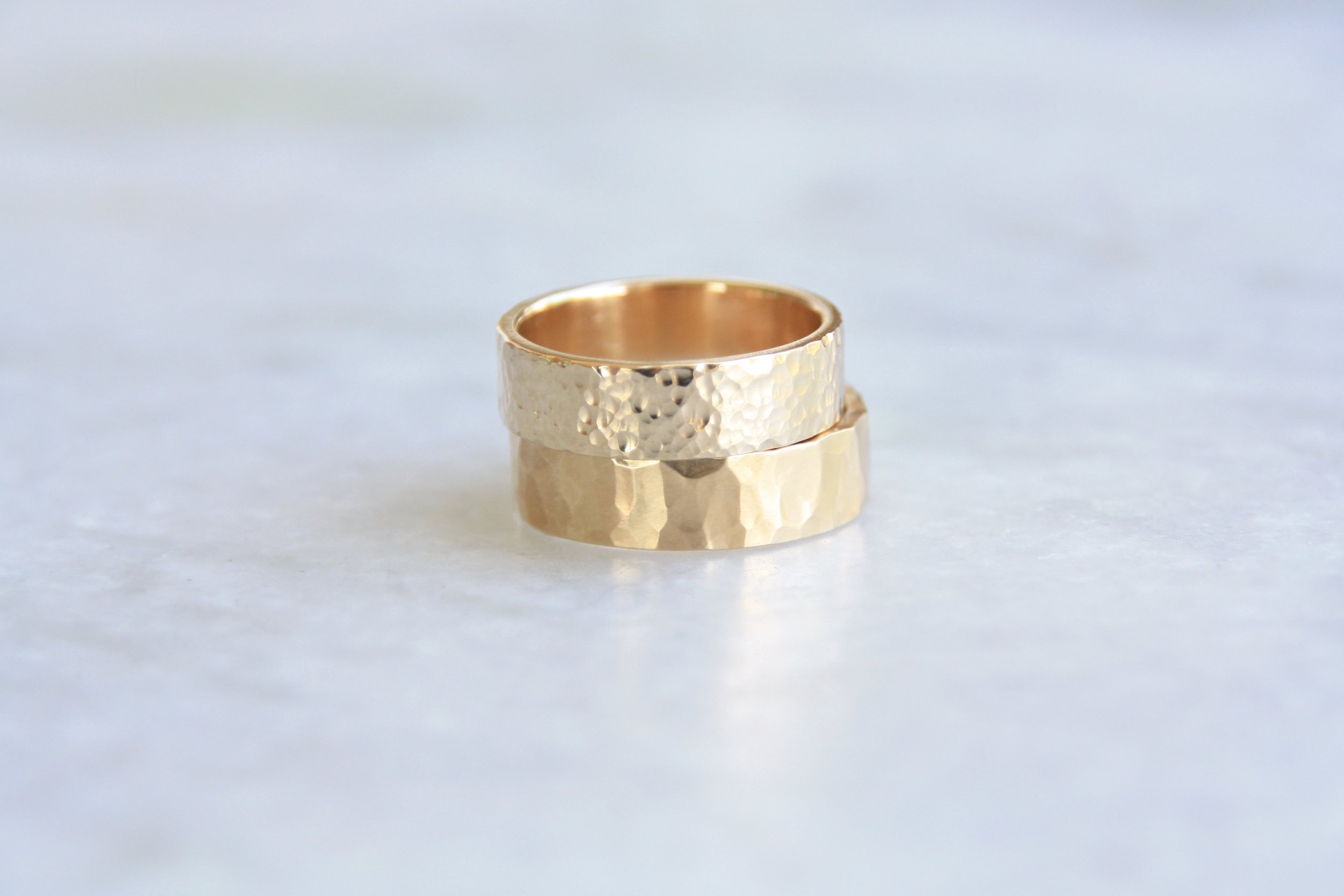 Micro Hammered 14K Gold Wedding Ring (6Mm) — Torchfire Studio