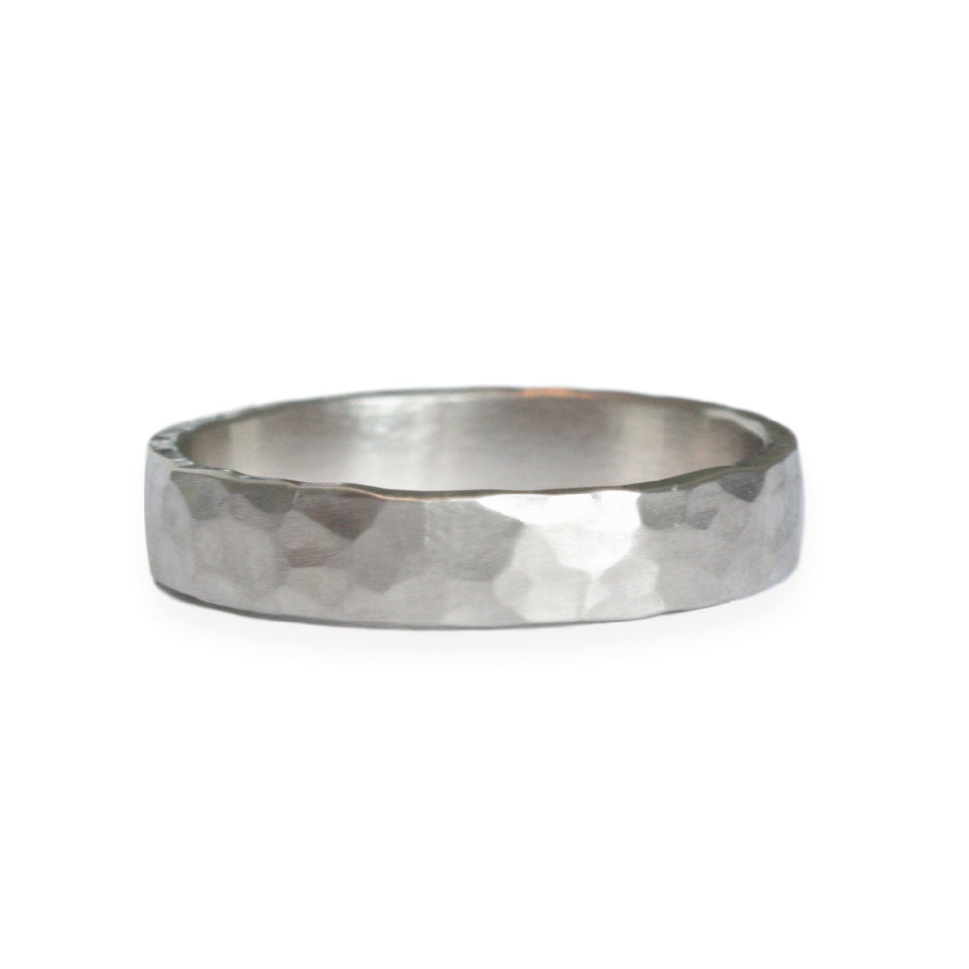 Hammered White Gold Wedding Ring Set — TorchFire Studio