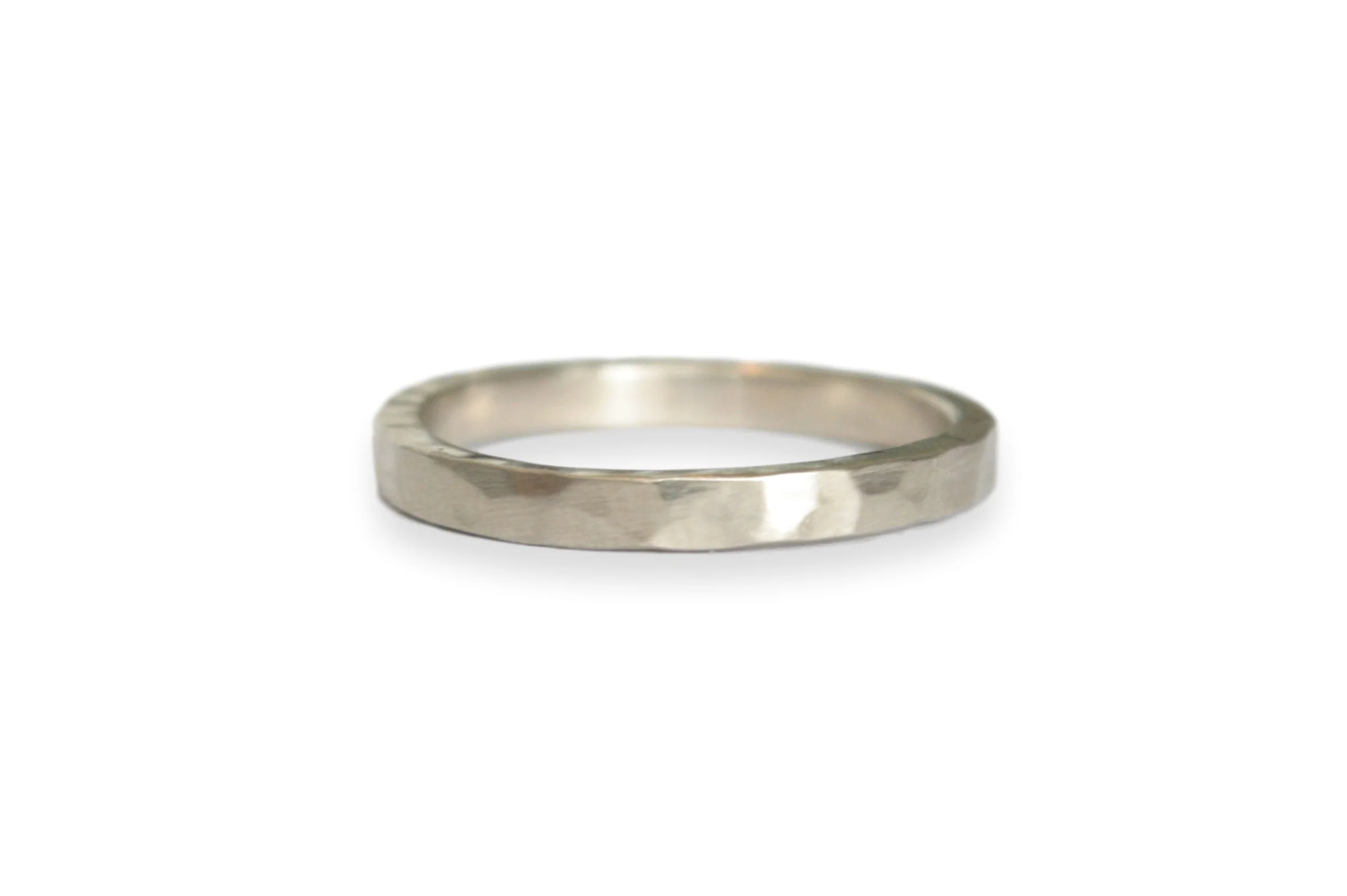 Hammered White Gold Wedding Ring Set : handmade jewelry by TorchFire Studio