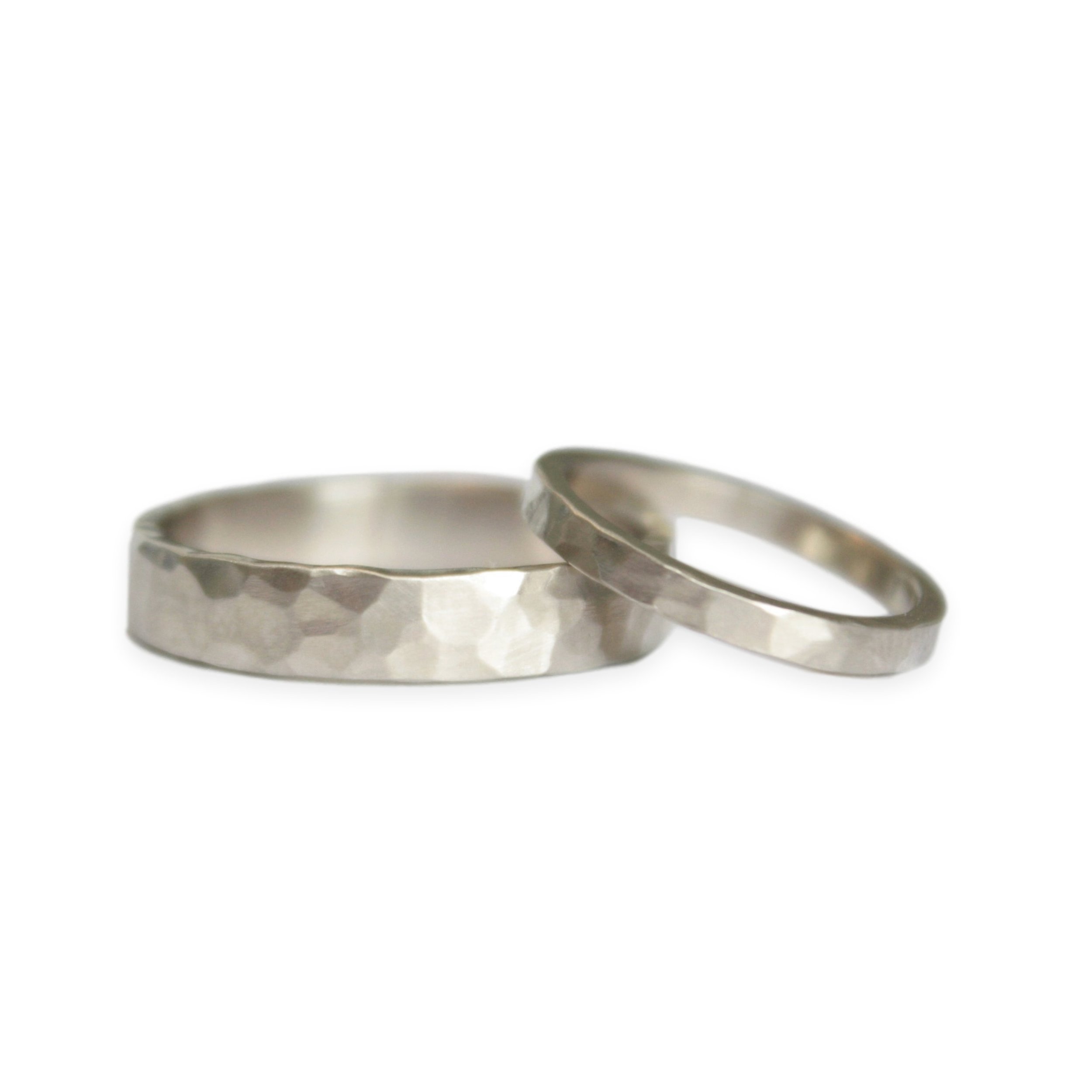 Hammered Gold Wedding Ring Set — TorchFire Studio