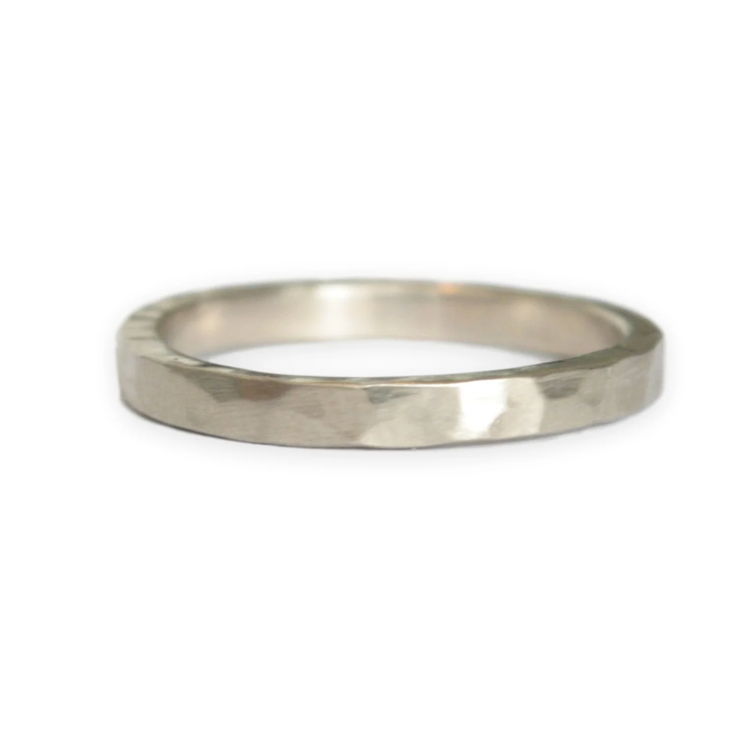 Hammered White Gold Wedding Rings : Handmade Jewelry by TorchFire Studio