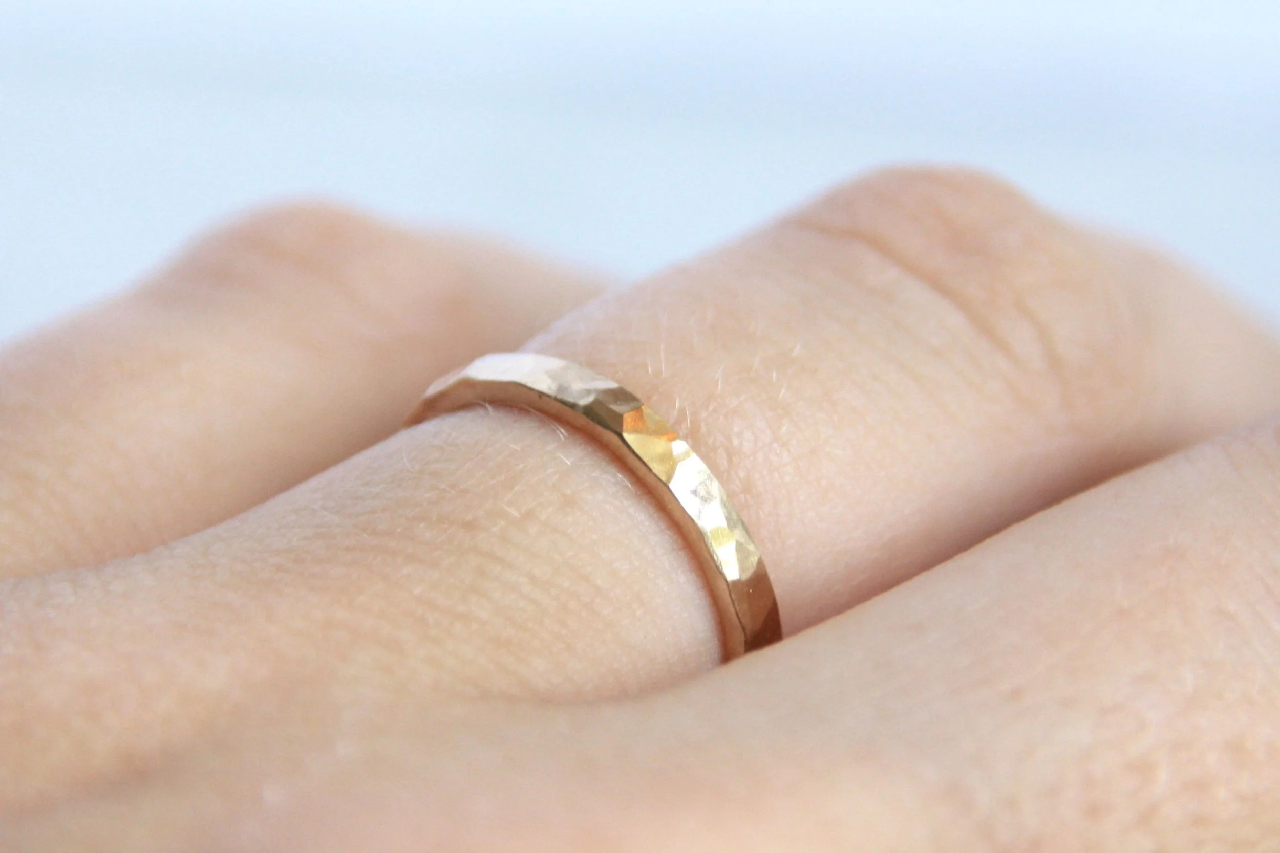 Hammered Yellow Gold Wedding Ring (2mm) — TorchFire Studio