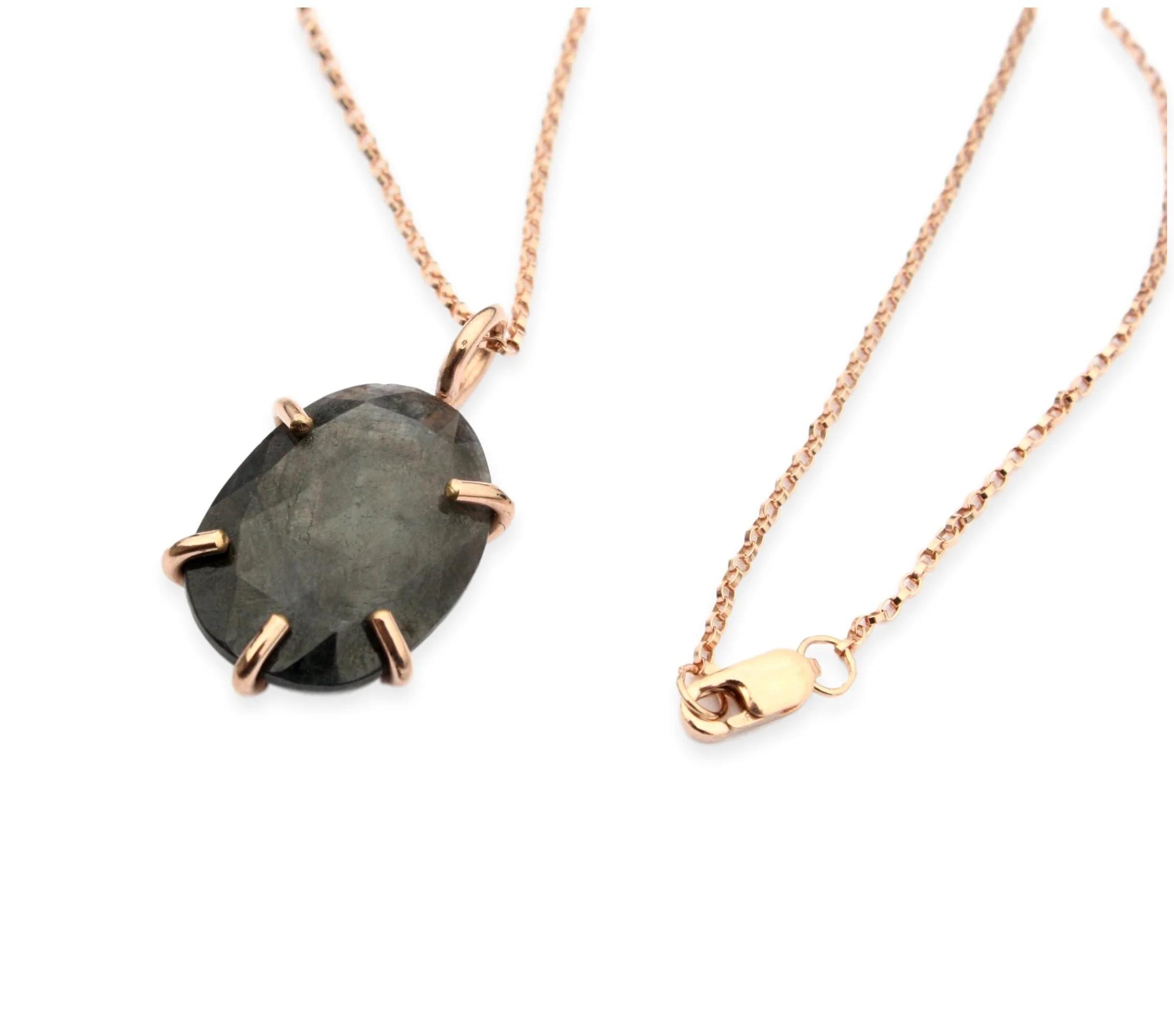 Black Sapphire Claw Necklace in Rose Gold Fill: handmade jewelry by TorchFire Studio