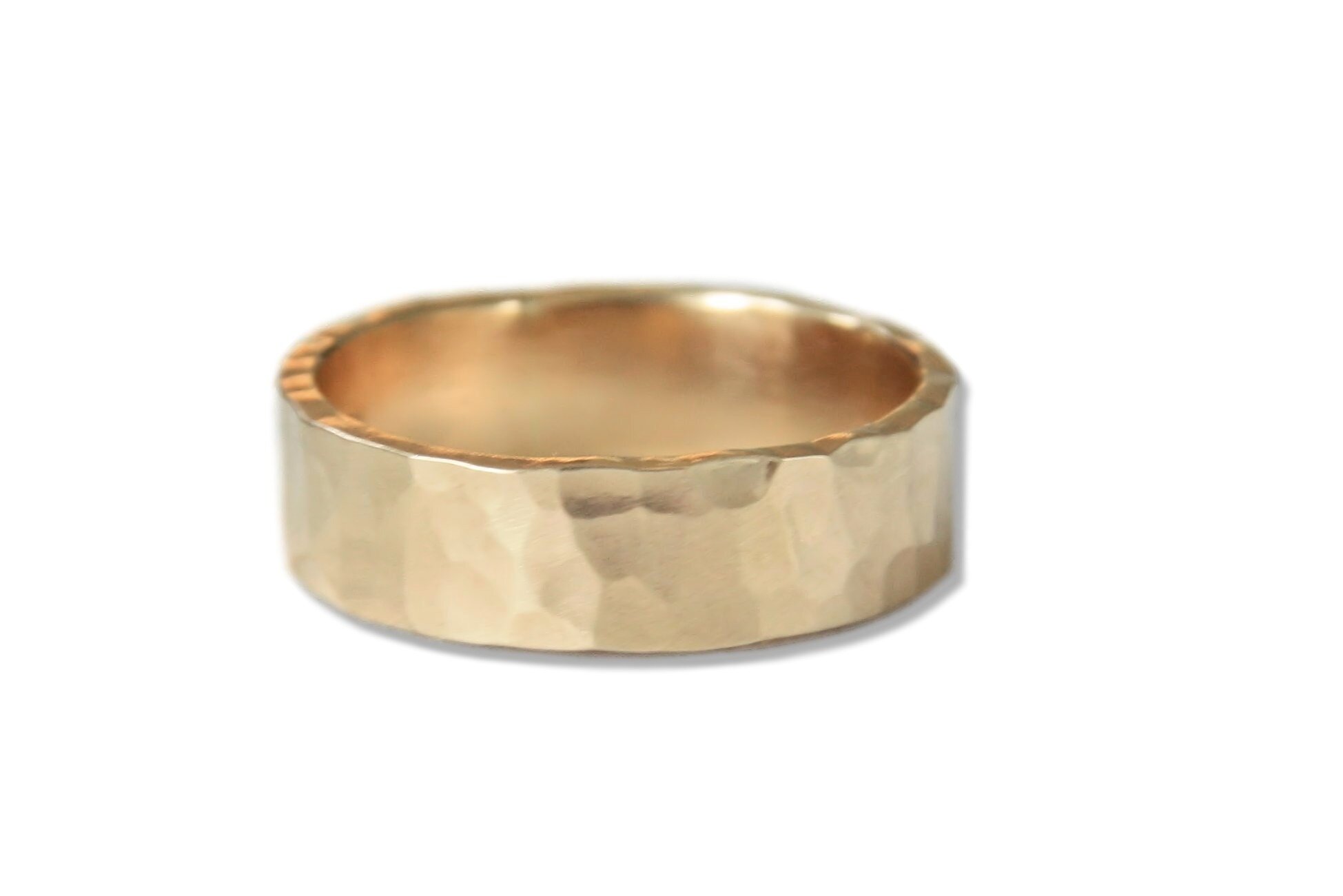 Hammered Gold Wedding Ring Set — TorchFire Studio