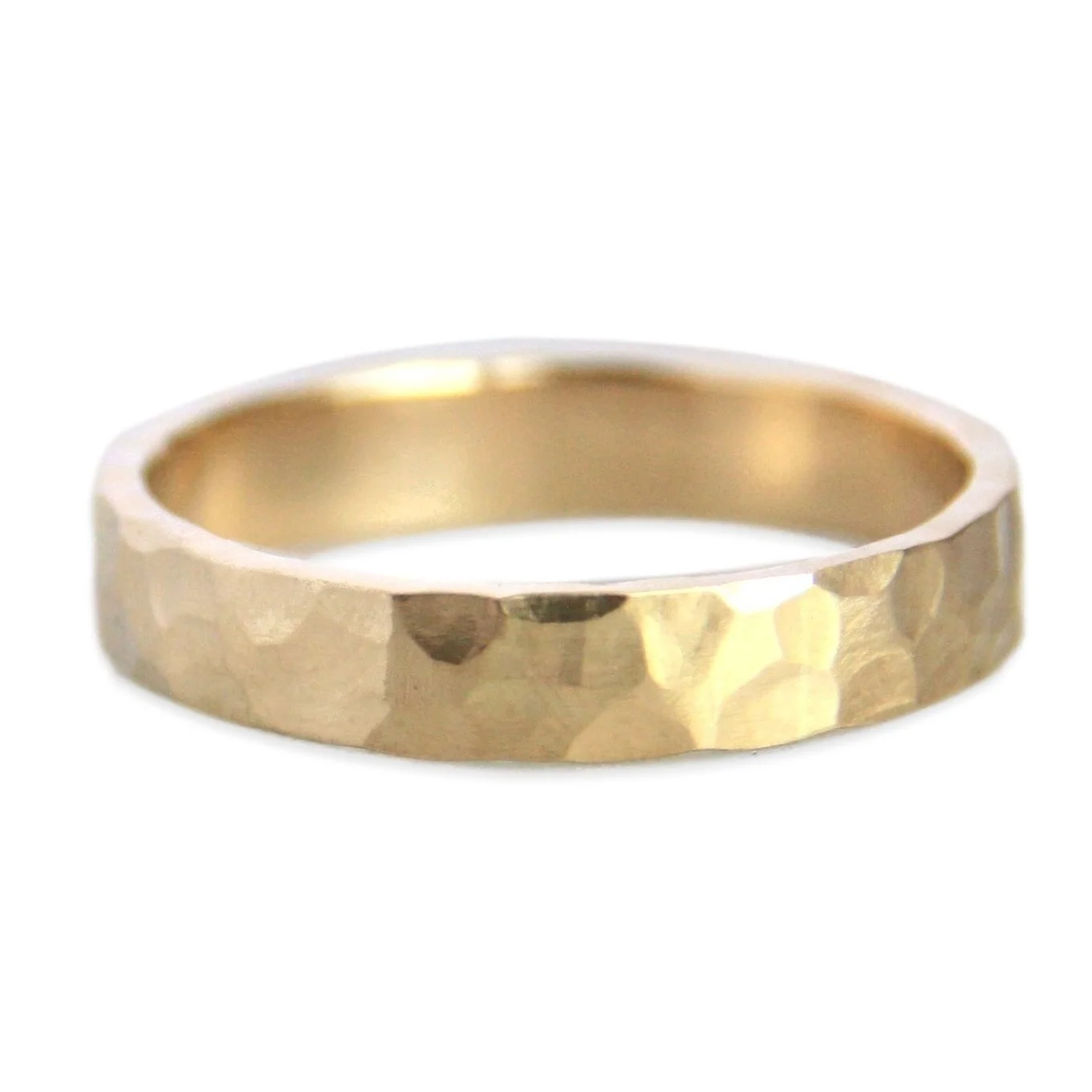 Hammered 14k Gold Wedding Band 4mm — TorchFire Studio