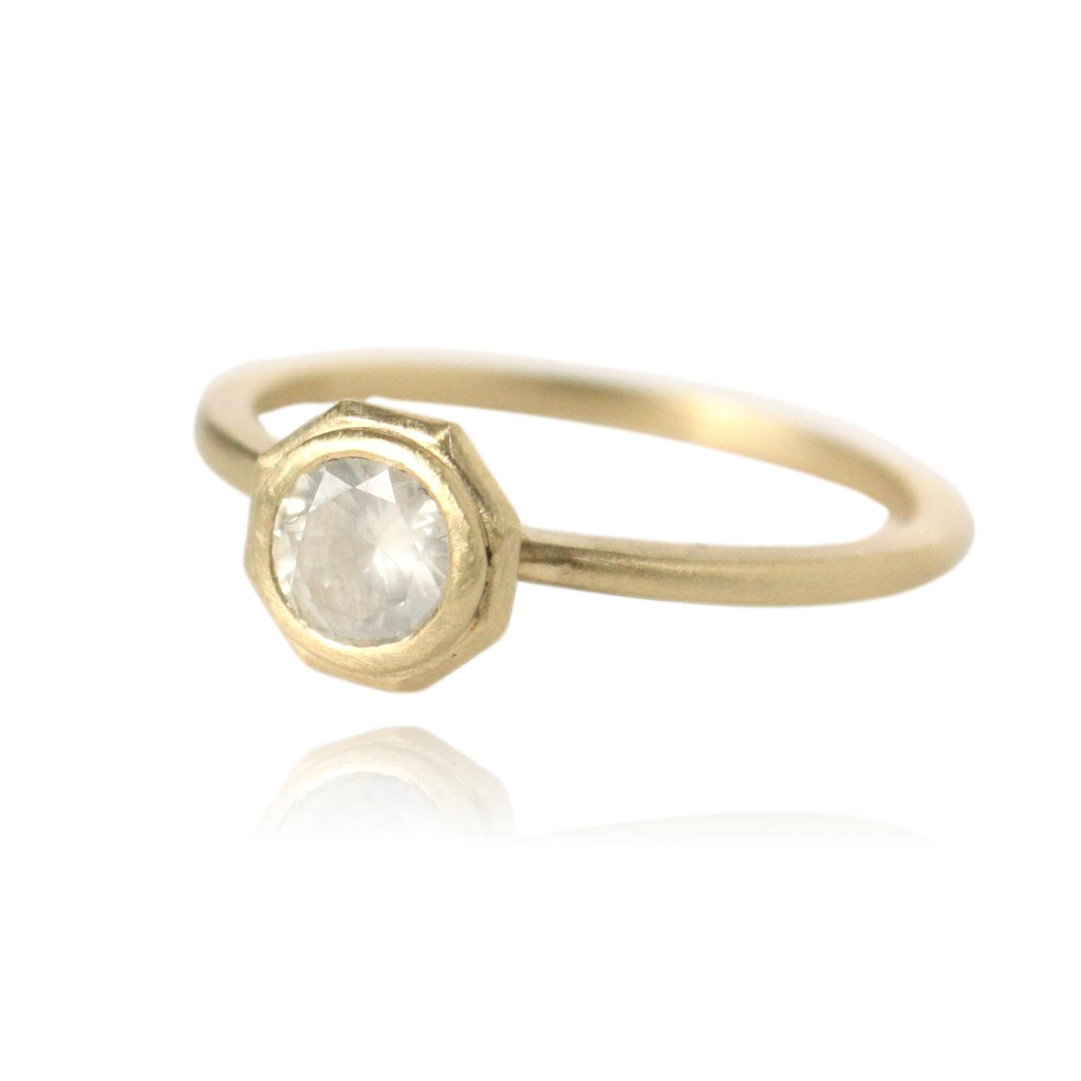 Hexagon Diamond Ring | Milky Diamond and 14k Gold — TORCHFIRE STUDIO