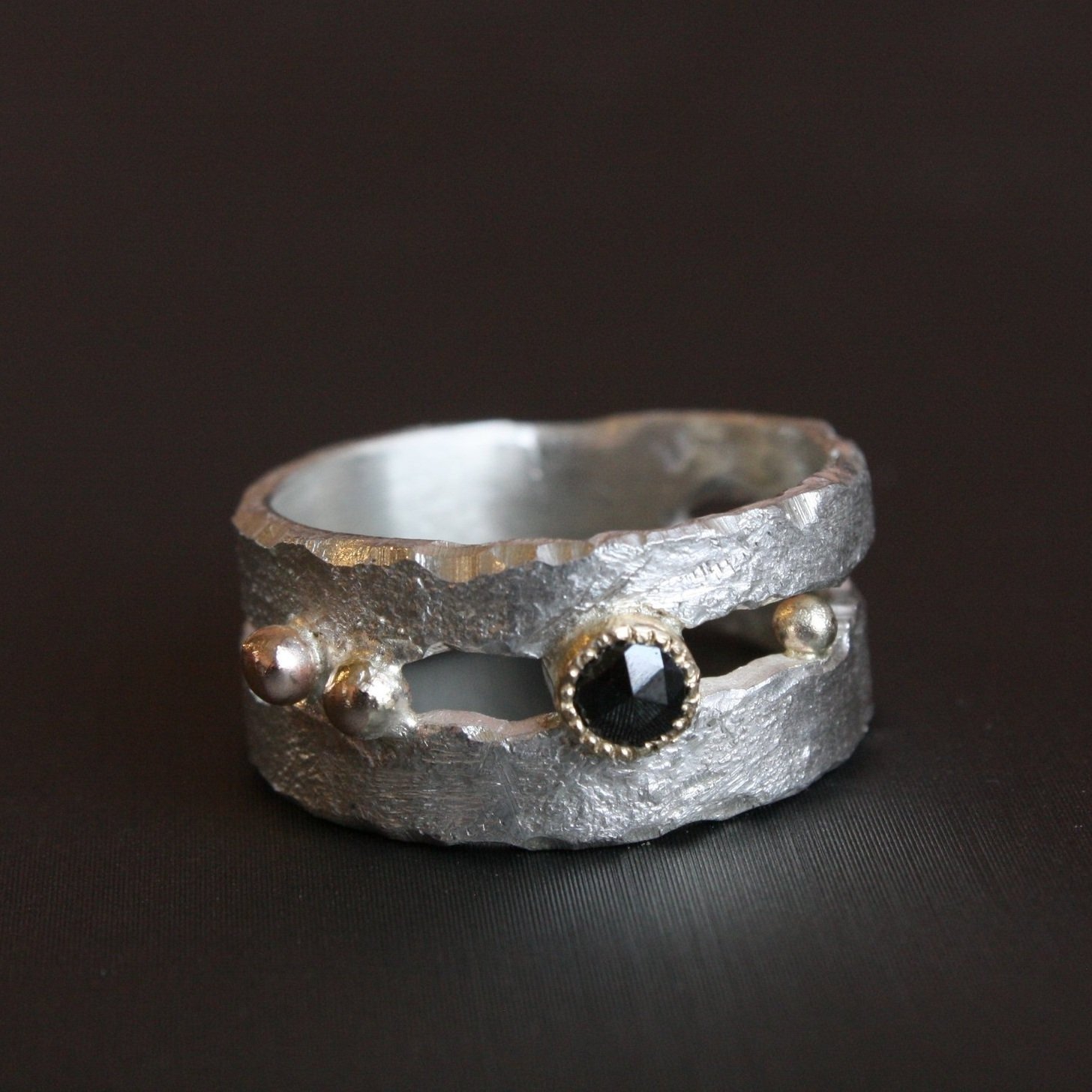 Salt and Pepper Diamond Ring | 14k White Gold — TORCHFIRE STUDIO