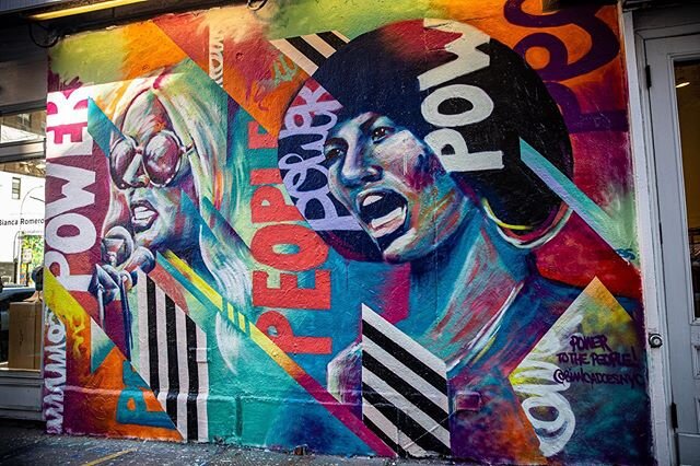 &ldquo;Power to the People&rdquo; mural by @biancadoesnyc at @ragandbone #gloriasteinem and #angeladavis #biancaromero #biancaromeroart #ragandbone #houstonproject