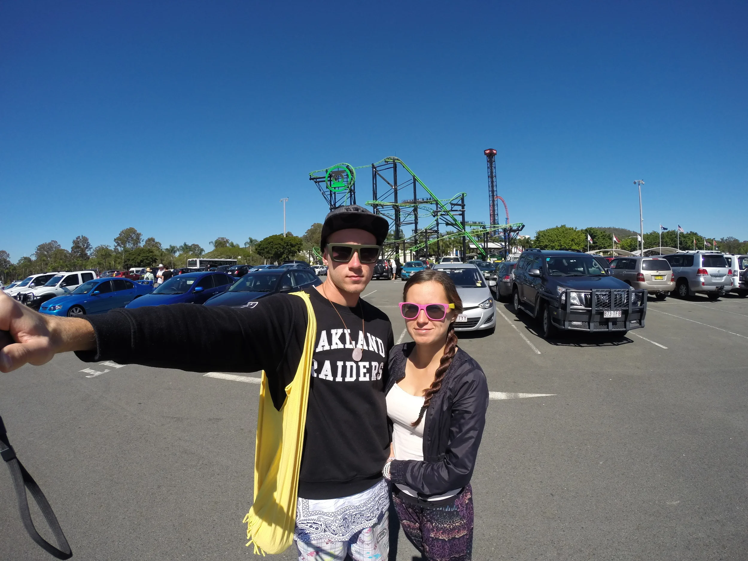 Chris & Chel at Gold Coast Warner Bros Movie World Theme Park