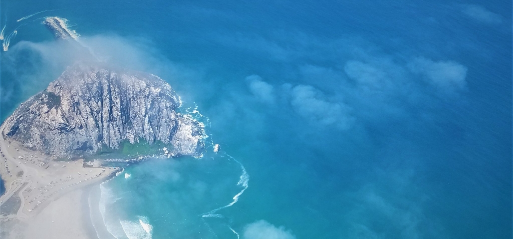 Morro rock as seen on a scenic flight out of san luis obispo