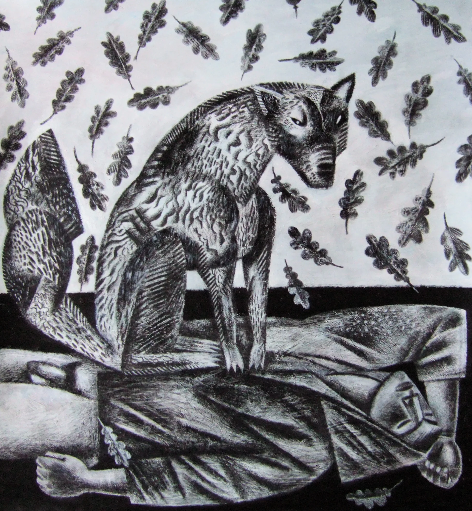   Sleep Fall  (Hervé and the Wolf) 2011. Collection of the artist 
