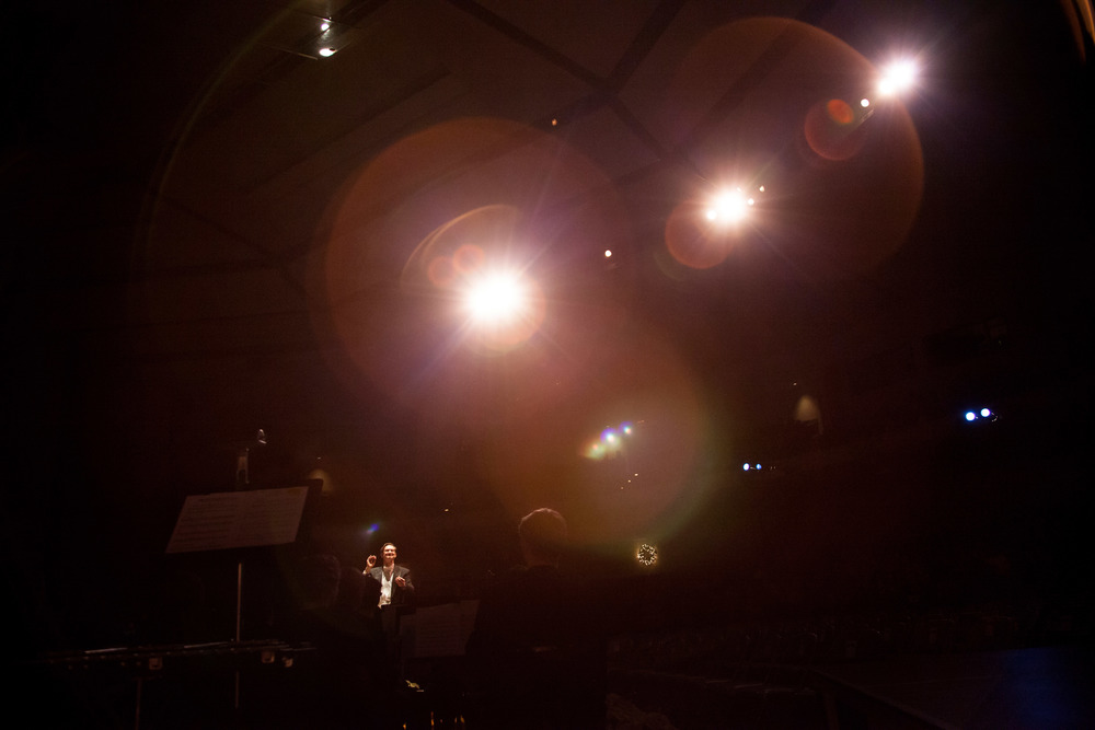  Dr. Alan Hightower conducts in the the stage lights. J.J Abrams, eat your heart out. 