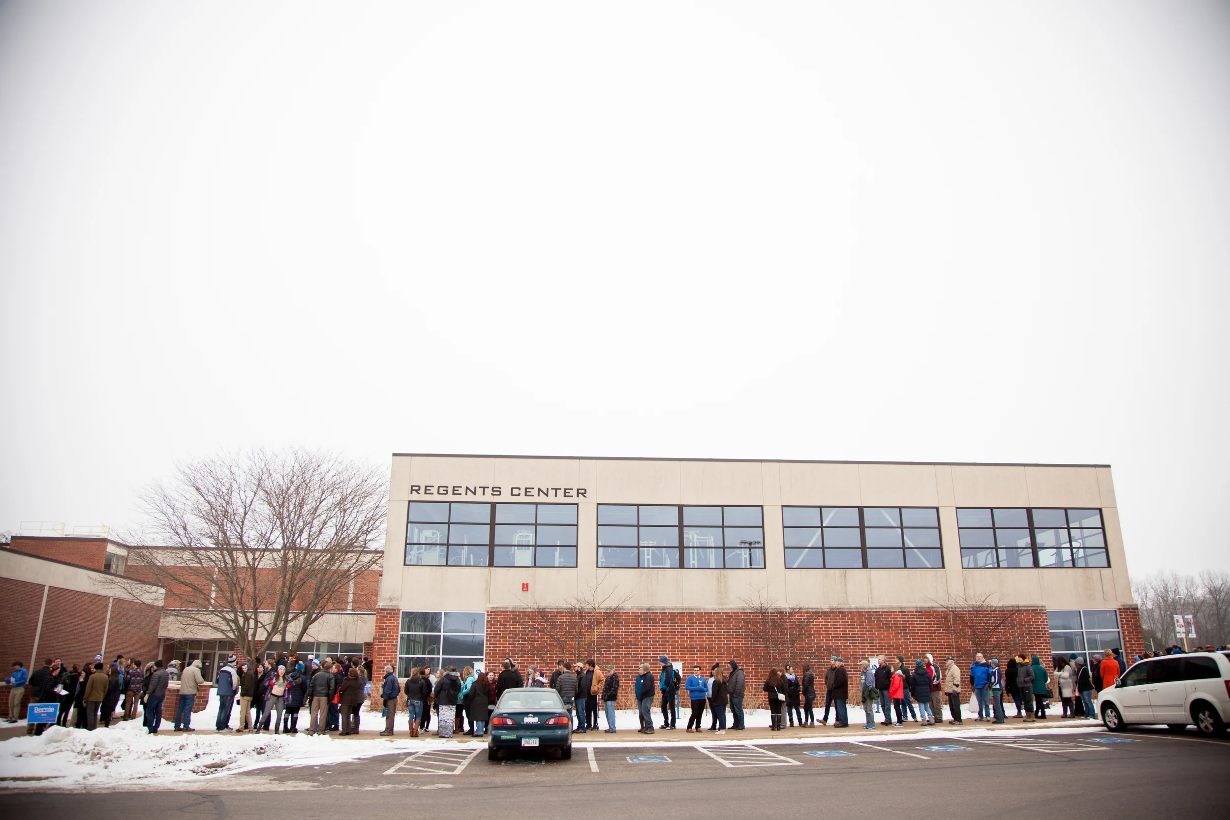 The line to get in to the event started early in the morning and persisted for hours. Fortunately it was a mild winter day by Iowa standards.