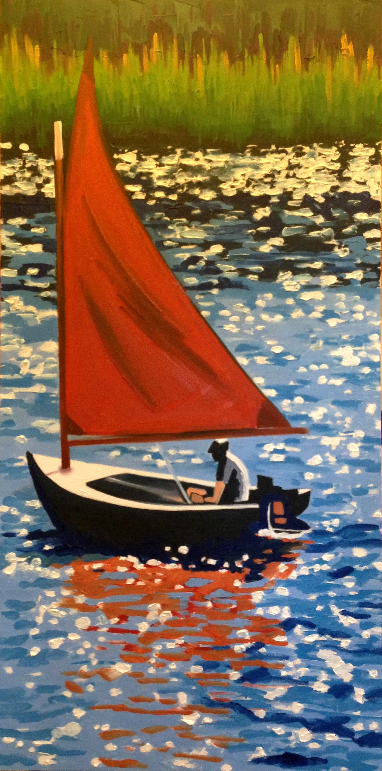 Orange Schooner - Oil on canvas - 2'x4'