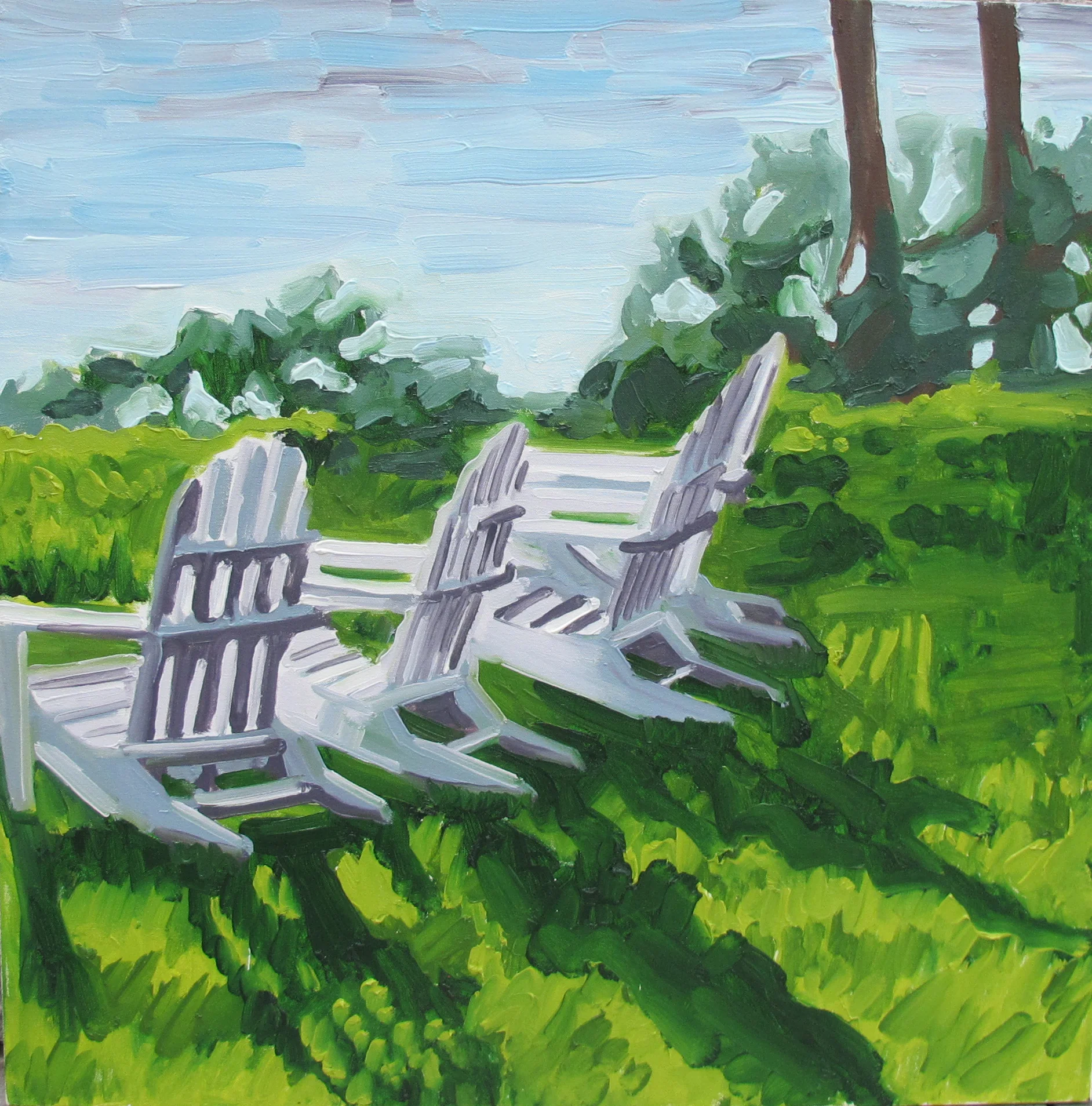 Adirondack Chairs - Oil on Canvas - 30" x 30"