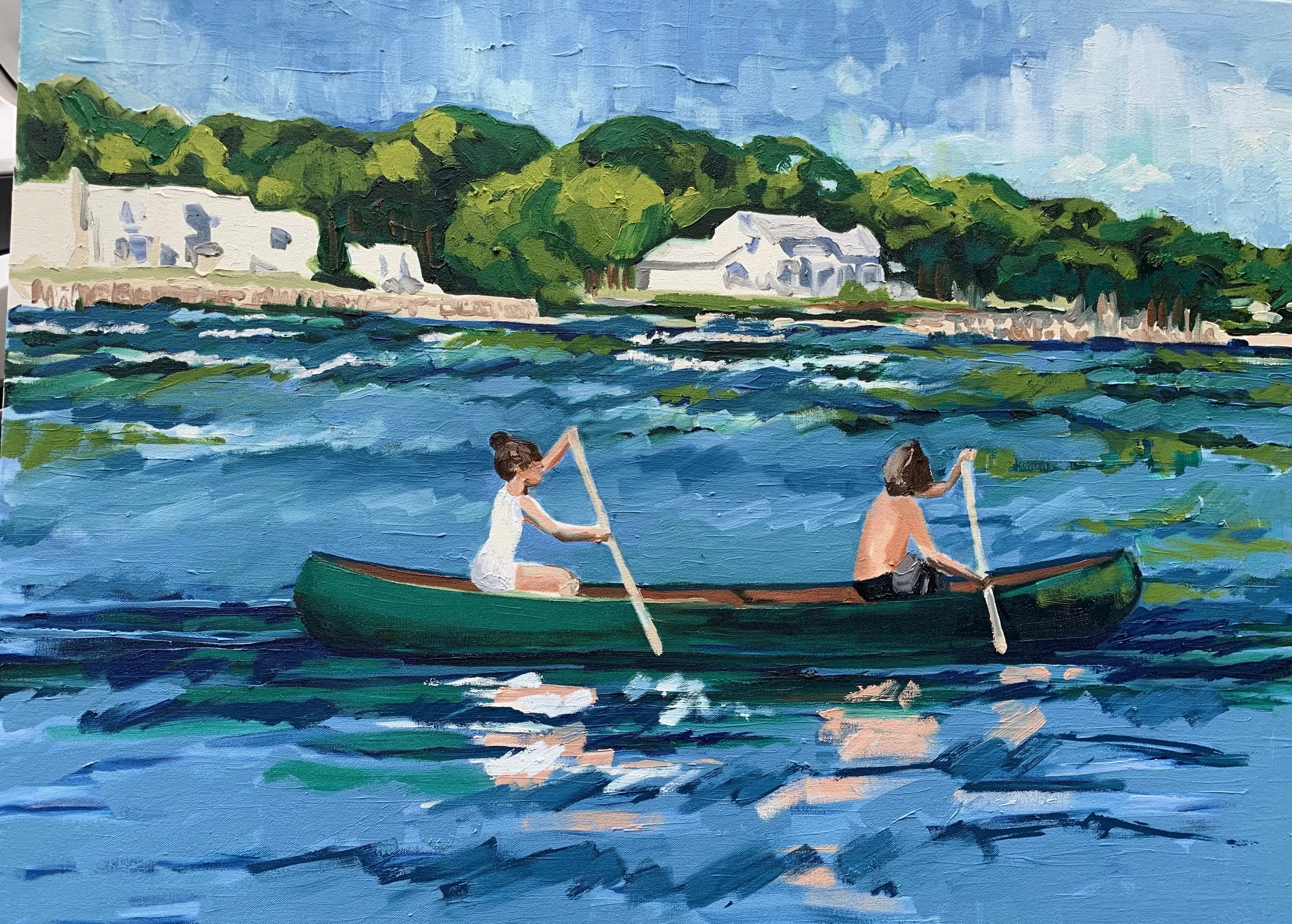 Green Canoe - Oil on Canvas - 30" x 40"