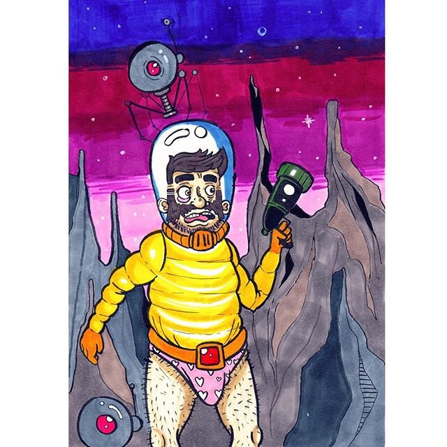 Deuchamp and the Pants Party Planet. 
Awesome Deuchamp fan art by the incredible 13 year old @dariusdraws2020 
Thanks D for the amazing art, keep on creating bad ass work. 
#deuchamp #copicmarkers #youngartistsofinstagram