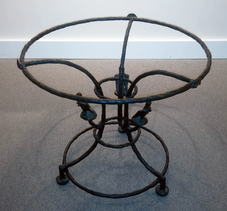   Pedestal Table with Harpies, &nbsp;1955 bronze with brown patina 17h x 20w x 20d in  (43.18h x 50.8w x 50.8d cm)  