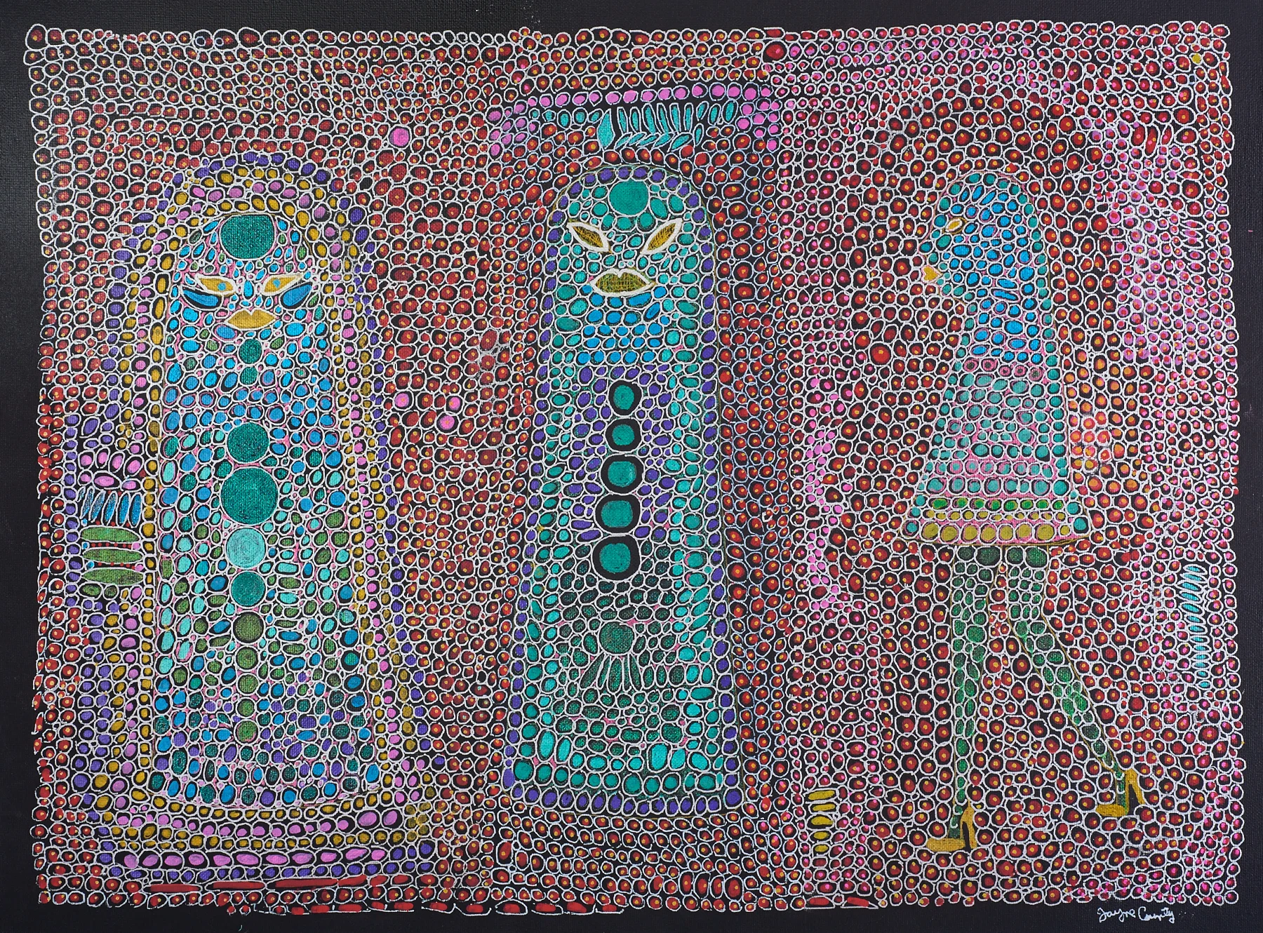 Jayne County Dots for Me , 2017 acrylic and marker on canvas 18 x 24 inches