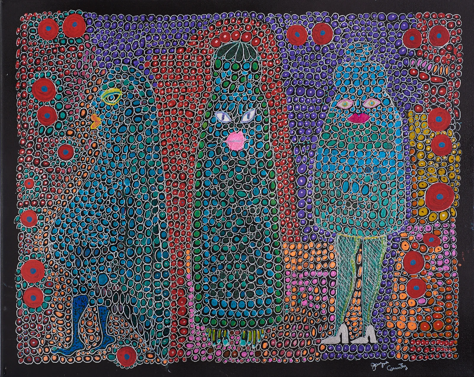 Jayne County Dots for Us (Pregnant Dot) , 2017 acrylic and marker on canvas 16 x 20 inches