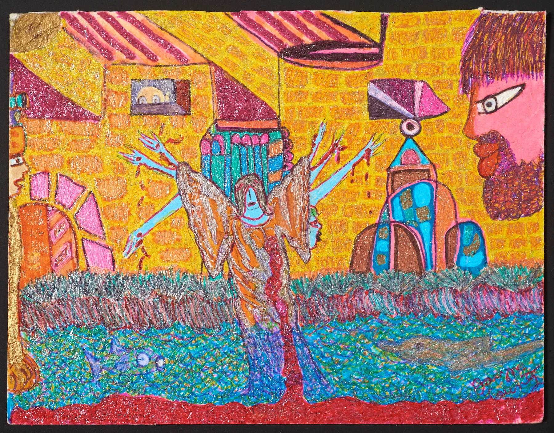 Jayne County River of Blood , 2005 acrylic and marker on canvas 6 x 8 inches