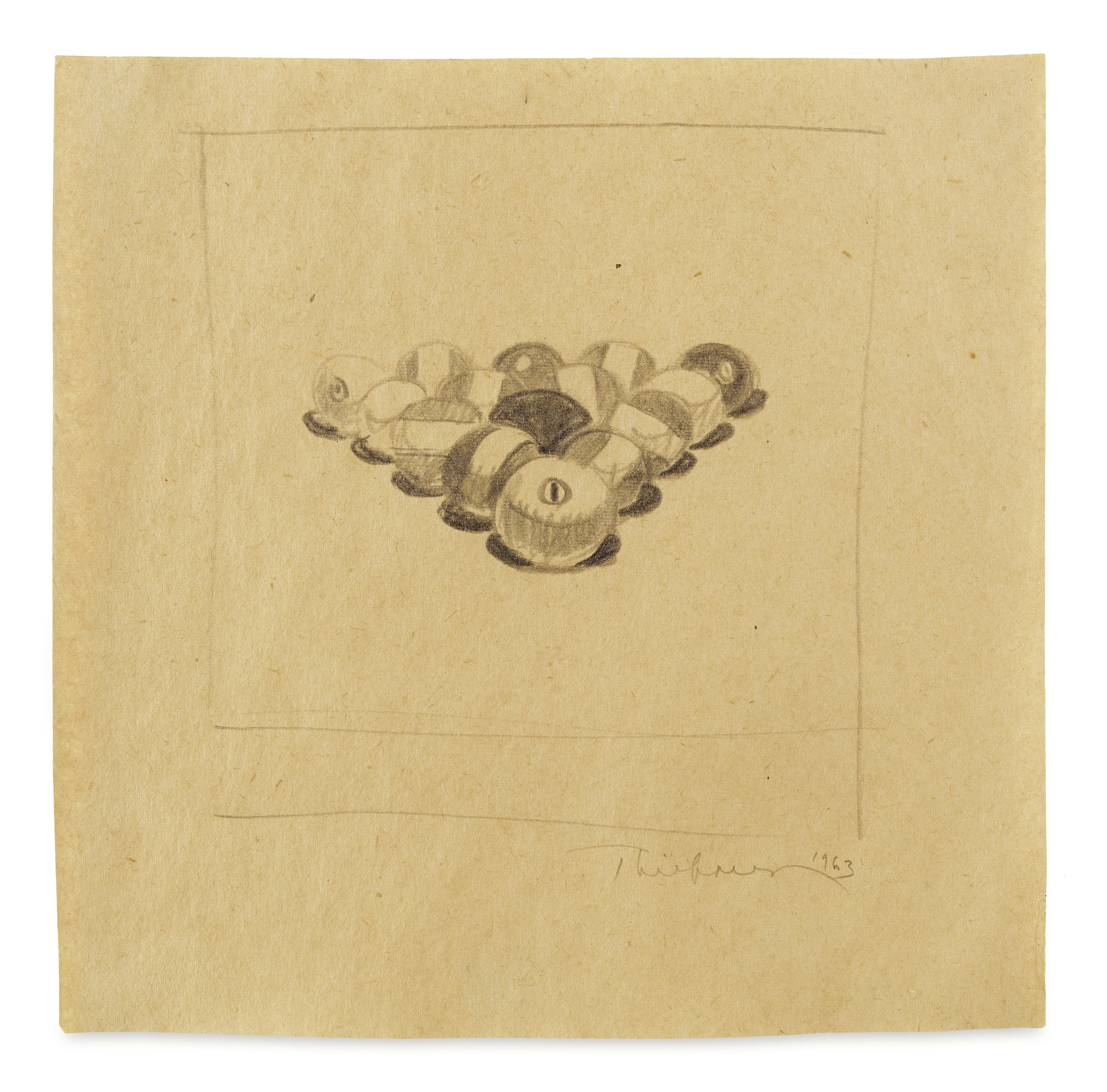   Billiard Balls #2,  1963 graphite on paper 6 1/8 x 6 1/4 inches (15.6 x 15.9 cm) SOLD 