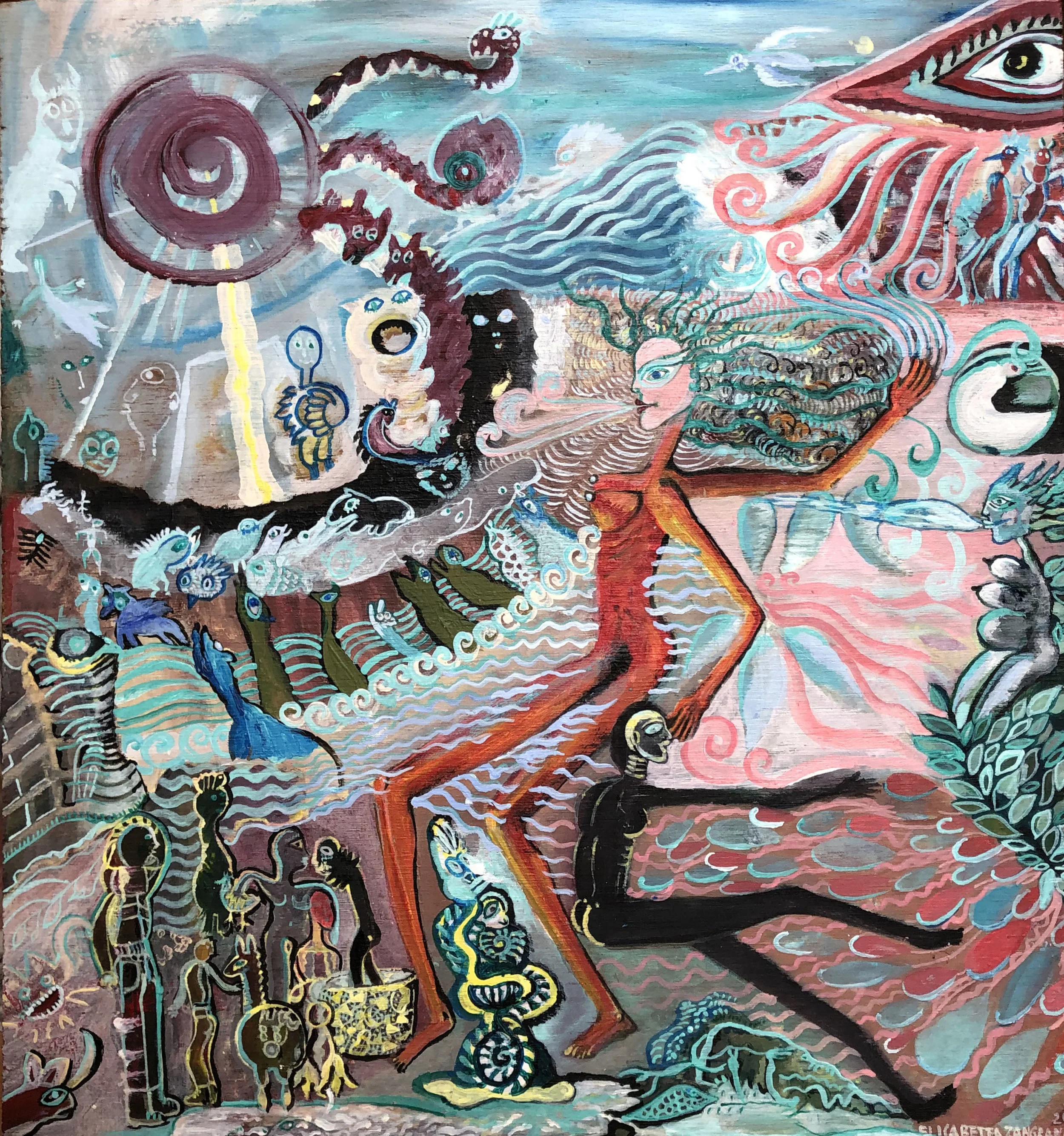 Vento , 2019 acrylic on wood 14 1/3 x 13 1/3 inches (36.5 x 34 cm) EZ048