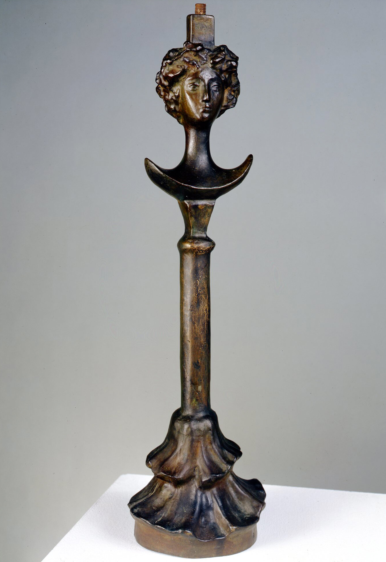  Diego Giacometti   Woman’s Head Table Lamp  cast bronze, dark brown patina 20 1/2h inches (52.1 cm) 
