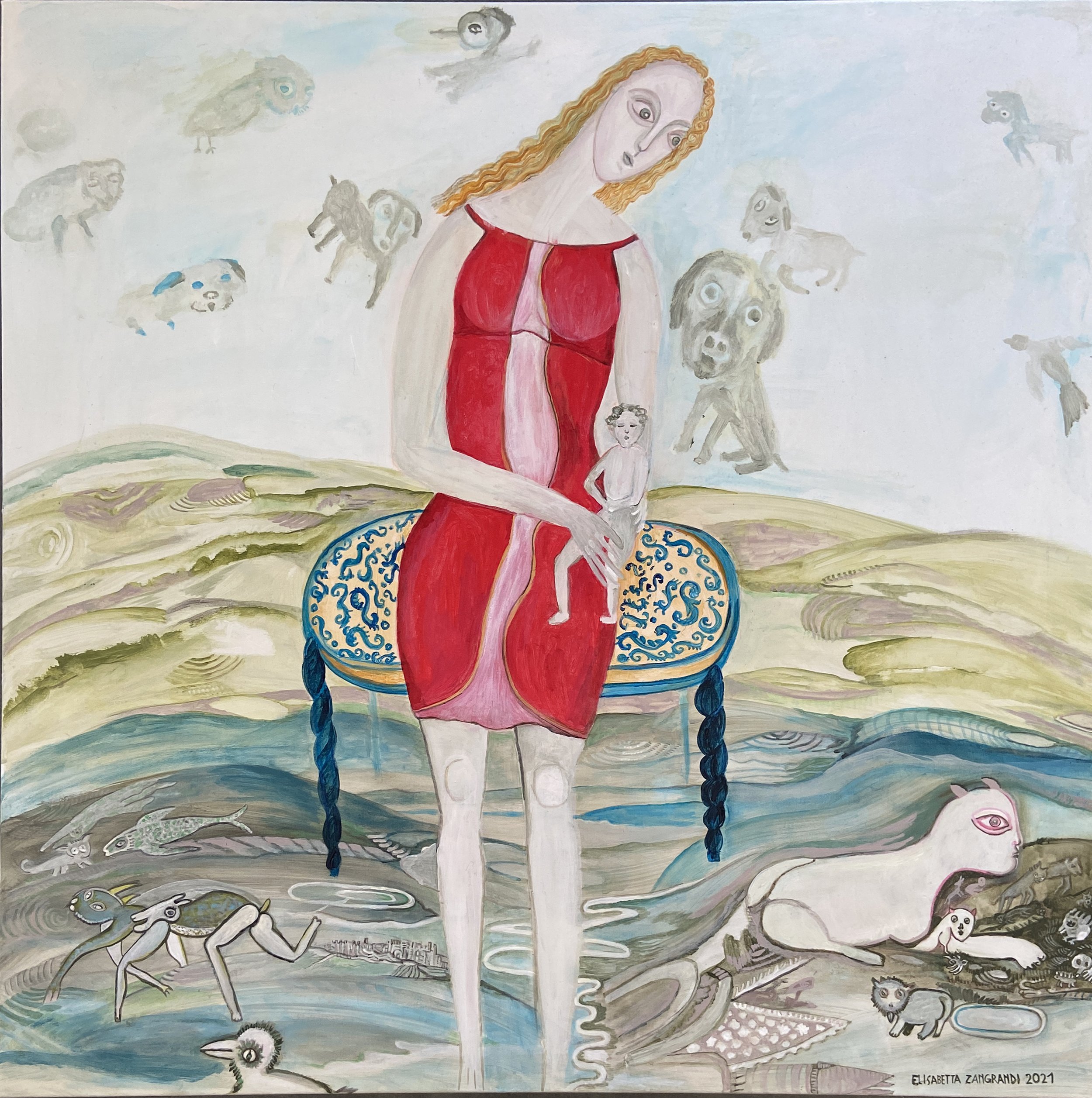 Madonna Serena , 2021 acrylic on canvas 31 63/127 x 31 63/127 in (80 x 80 cm) EZ111