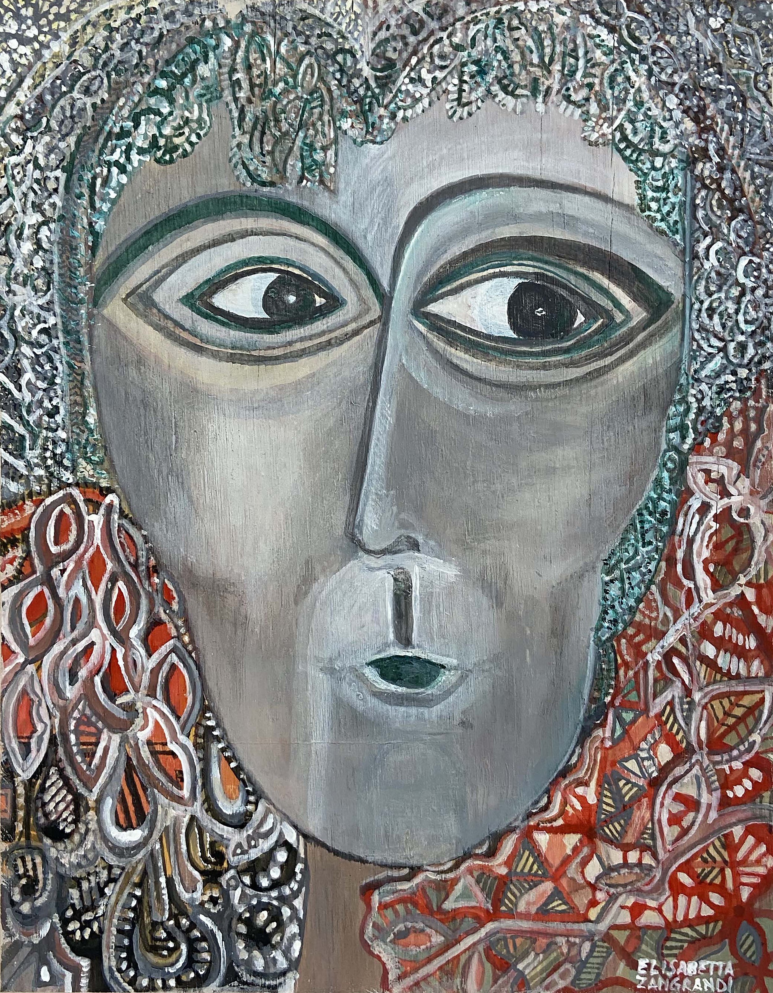 Uomo , 2018 acrylic on wood 10 x 8 in (25.40 x 20.32 cm) EZ050