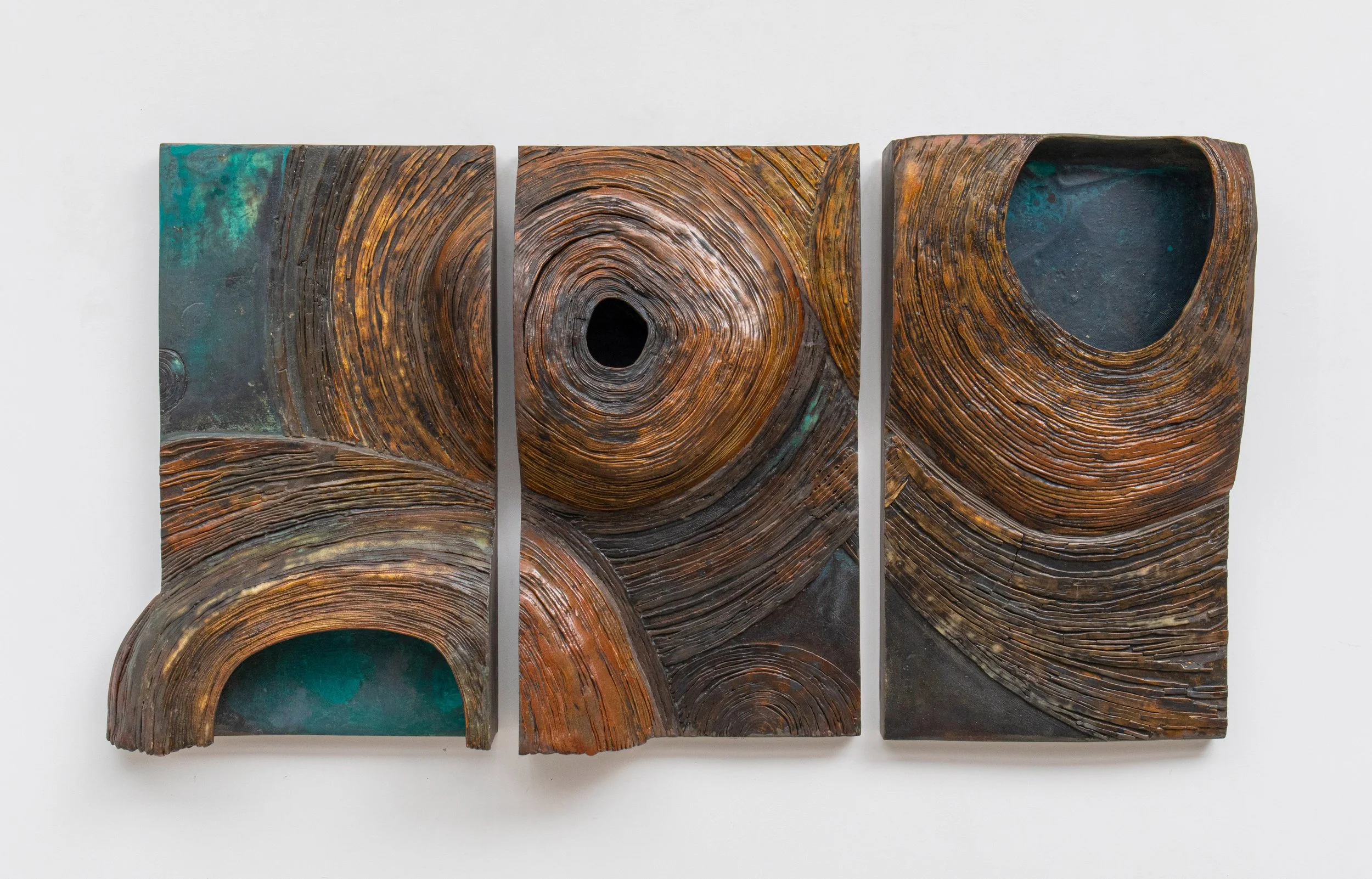   Untitled , c. 1970s glazed stoneware mounted wood 32 x 59 x 8 inches (81.3 x 149.9 x 20.3 cm) 