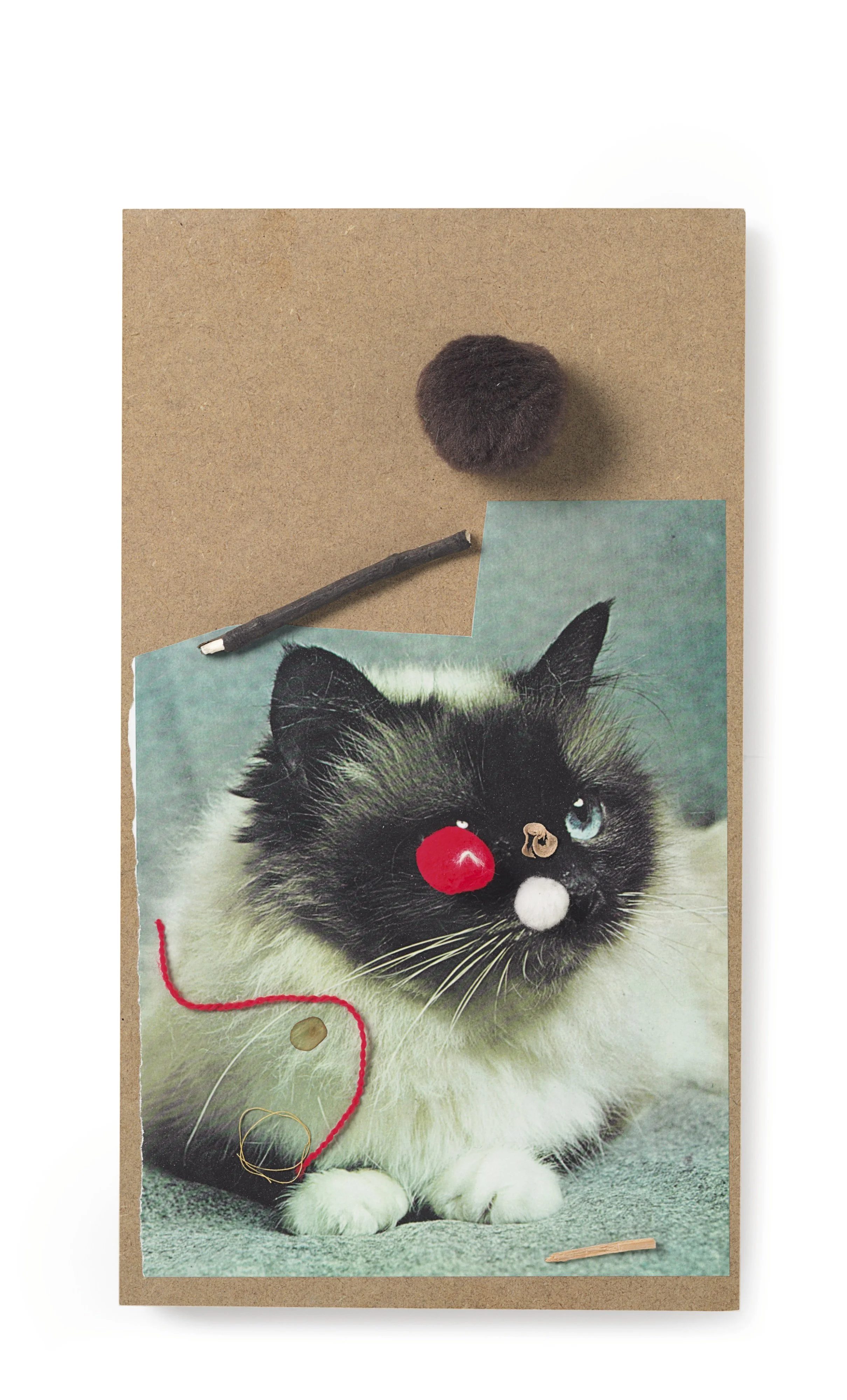  1990,  2007 edition 21/35 lithographic print on MDF with pom-pom, cotton thread, wood shaving, twig, and wood chip 16 x 9 x 3 in 40.65 x 22.9 x 7.6 cm)  