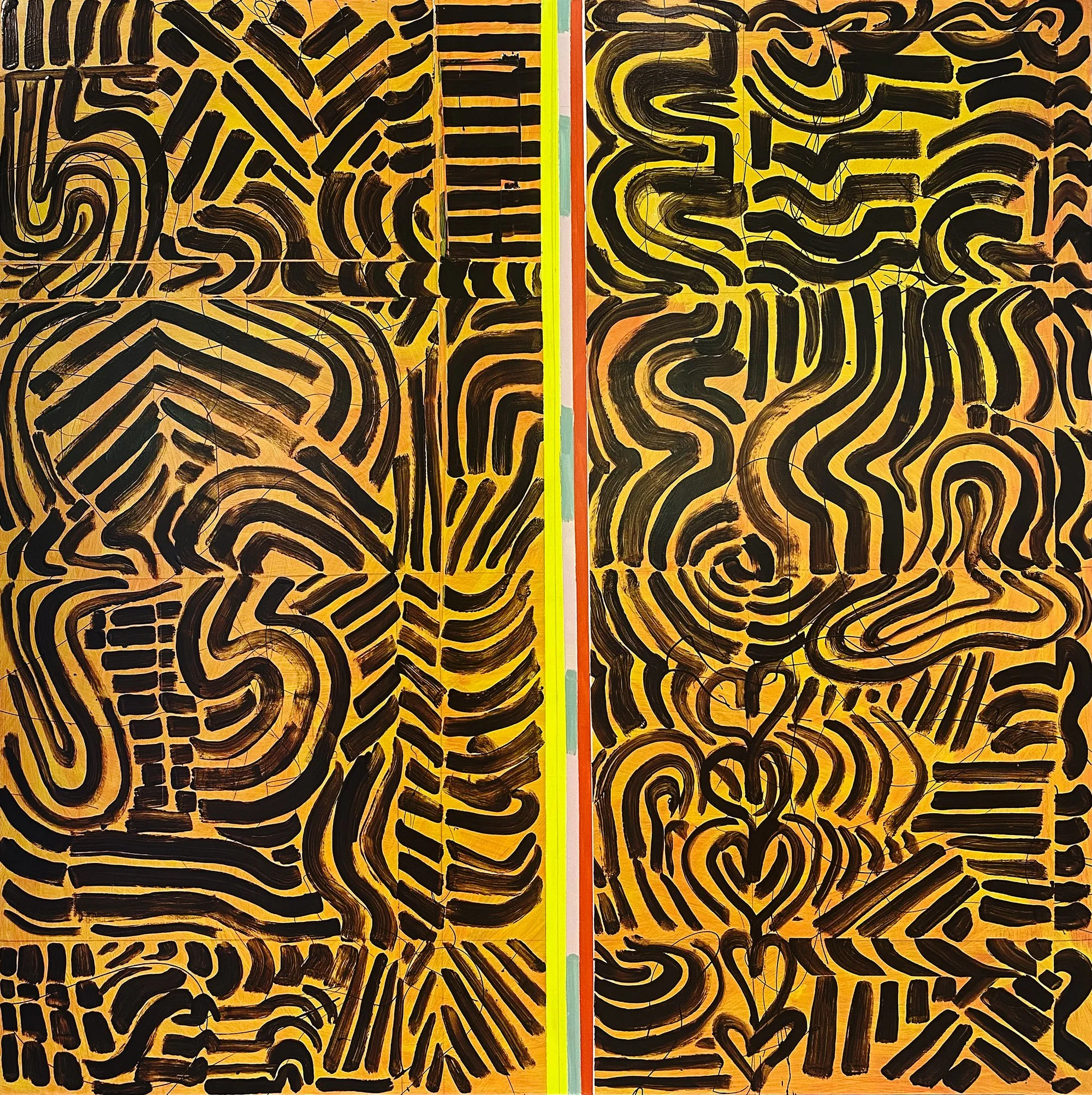   Heliotrope-Niagara-USA-Canada , 2021 enamel and acrylic, graphite on canvas 60 x 60 inches (152.4 x 152.4 cm)  Sold 