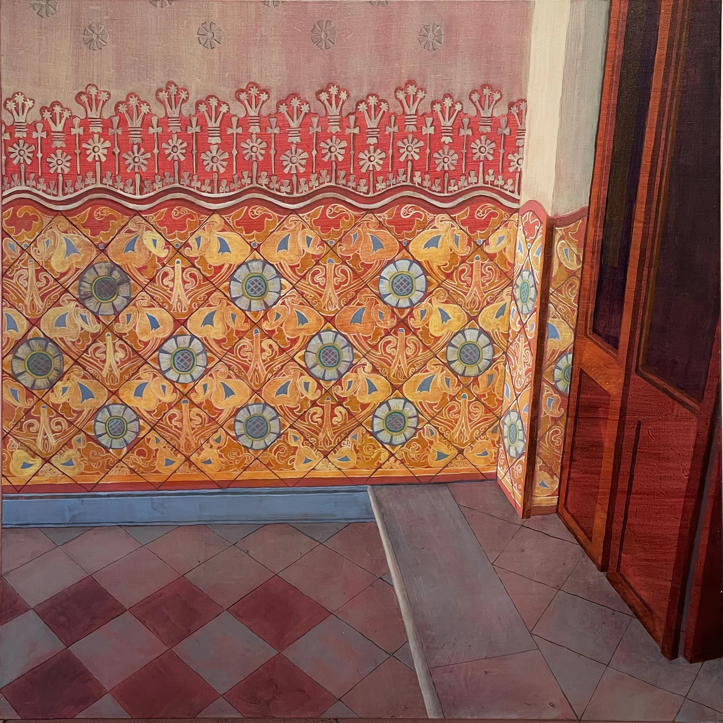   entrada, calle Paris , 2015 oil on canvas 39 1/3 x 39 1/3 inches 